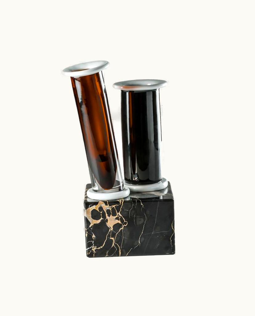 Ettore Sottsass Ettore Sottsass Venini Marito E Moglie Vase In Glass And Marble By Ettore Sottsass