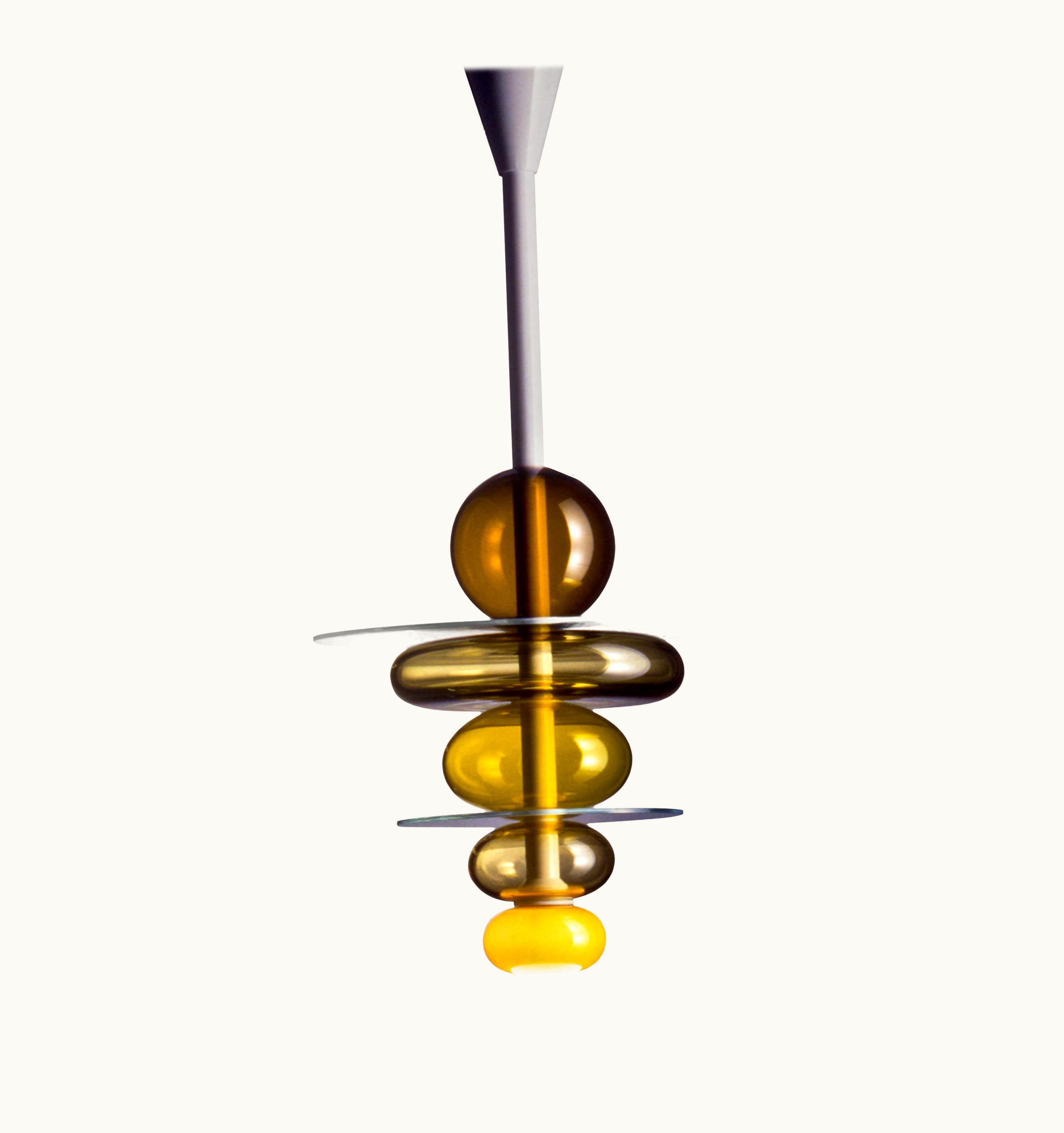 Ettore Sottsass Ettore Sottsass Venini Firenze Pendant Light In Brown And Yellow By Ettore Sottsass
