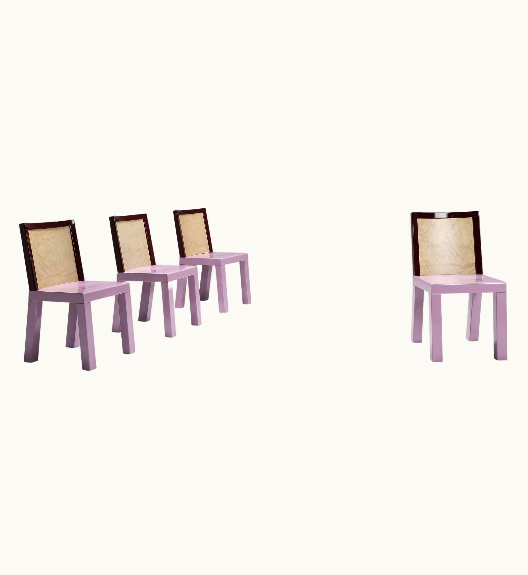 Ettore Sottsass Ettore Sottsass Postmodern Ettore Sottsass Pink Dining Chairs For Leitner, 1980s