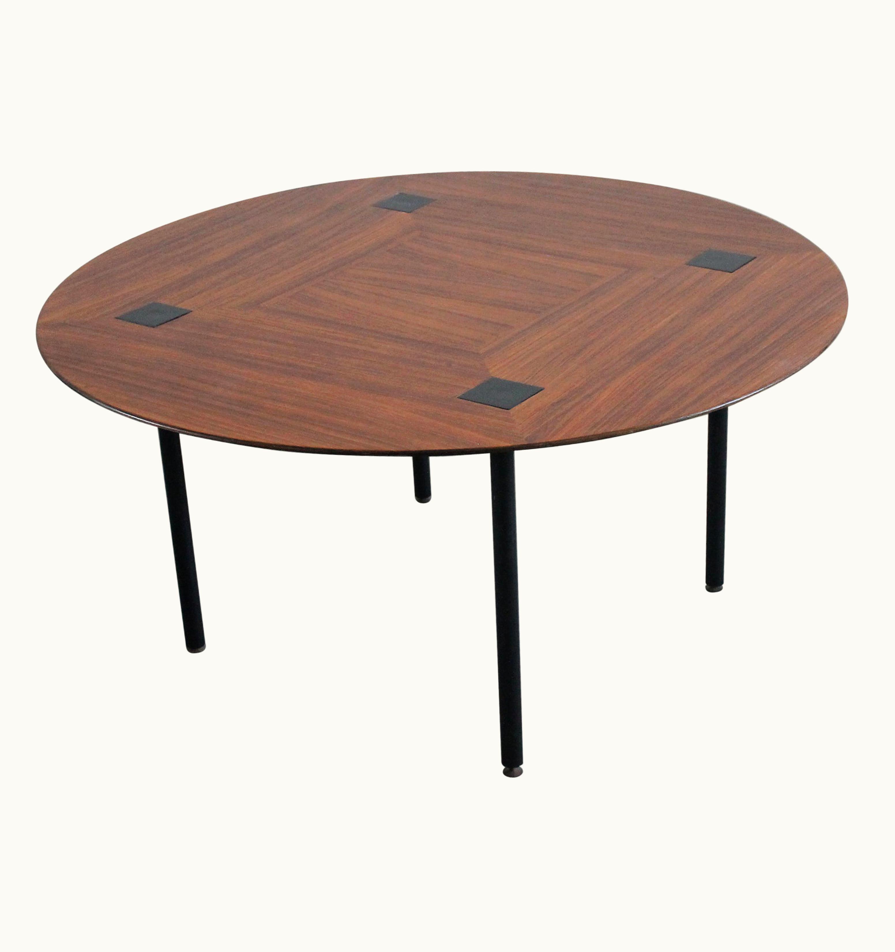 Ettore Sottsass Ettore Sottsass Round Dining Table In Wood And Metal By Poltronova Italy 1950s