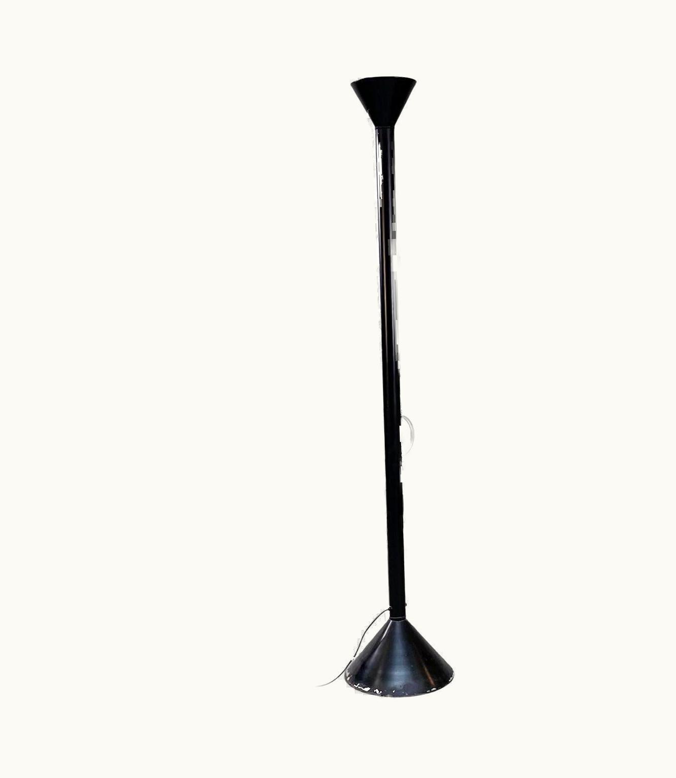 Artemide;Ettore Sottsass Artemide;Ettore Sottsass Italian Mid-Century Callimaco Black Steel Floor Lamp Sottsass For Artemide, 1980
