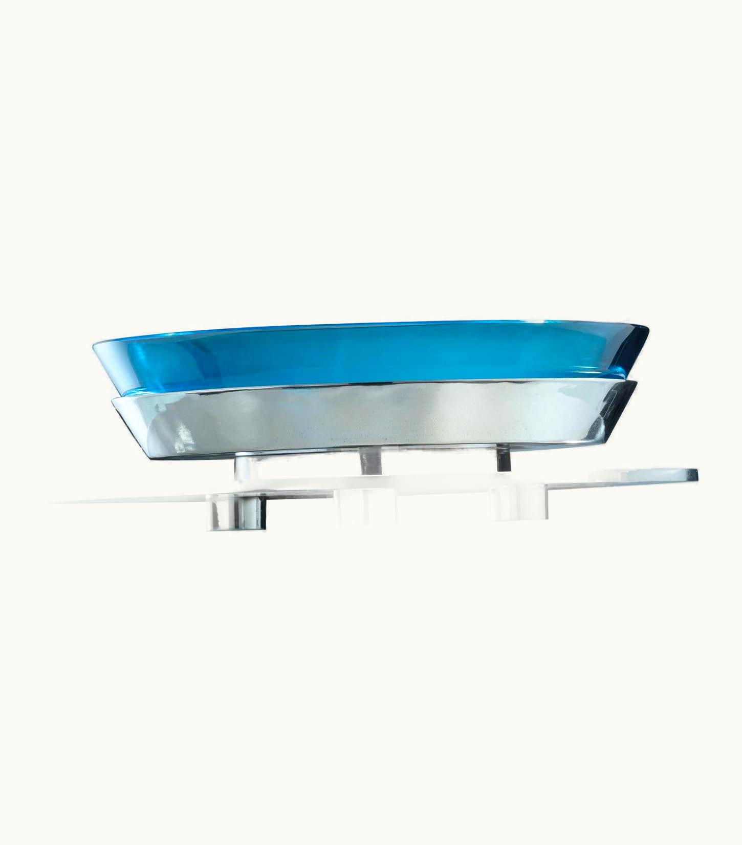 Ettore Sottsass Ettore Sottsass Round Table Limited Edition Aquamarine Centerpiece By Ettore Sottsass