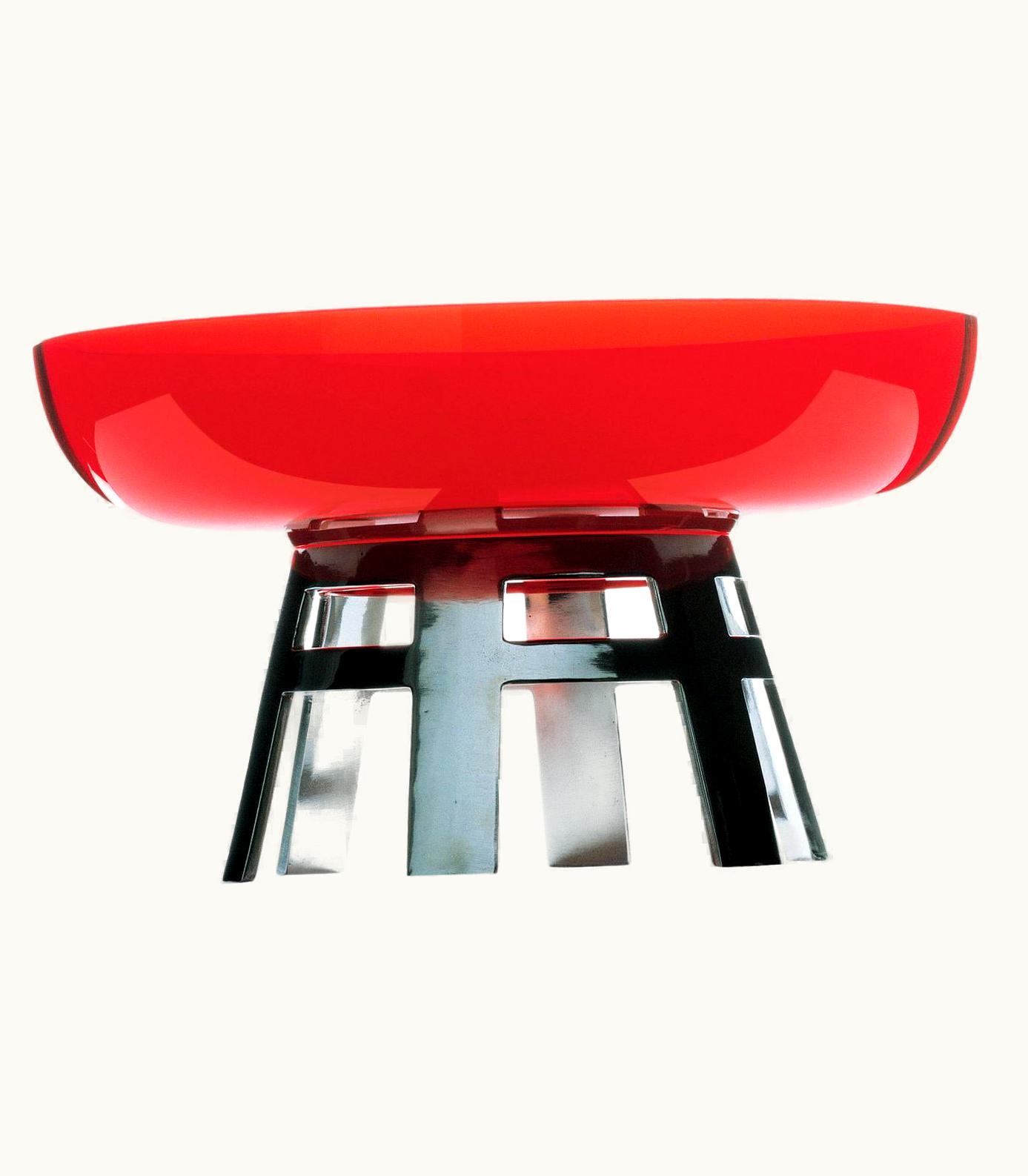 Ettore Sottsass Ettore Sottsass Round Table Limited Edition Red Centerpiece By Ettore Sottsass