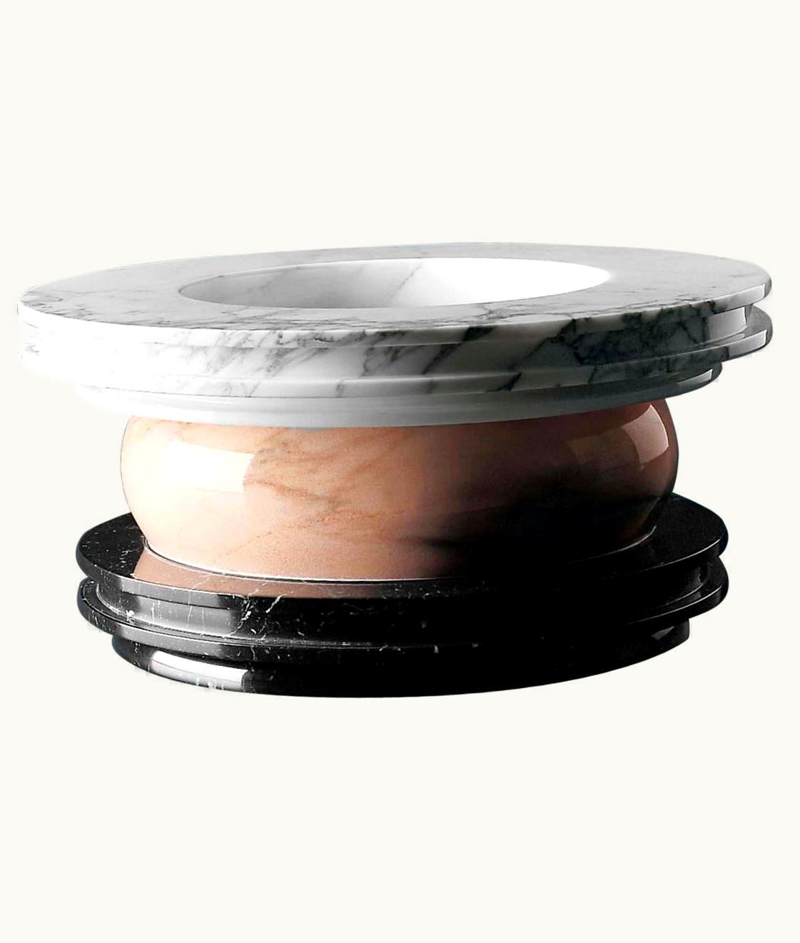 Ettore Sottsass Ettore Sottsass 21st Century By E.Sottsas Italian Round Centerpiece In White Pink & Black Marble