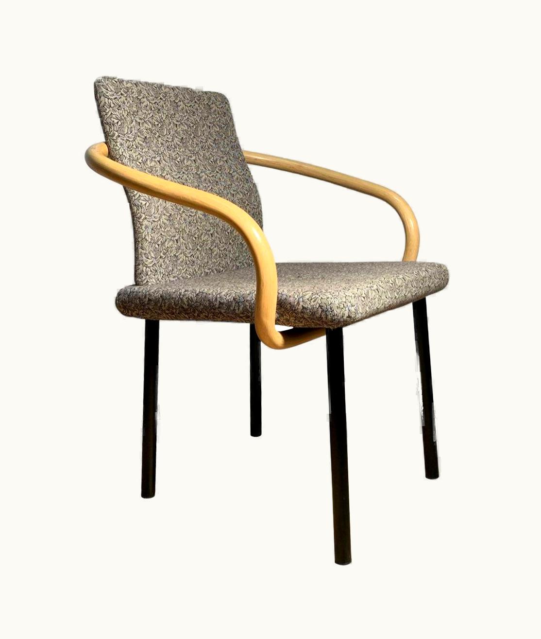 Ettore Sottsass For Knoll Mandarin Chairs, Scarce Bamboo Arms