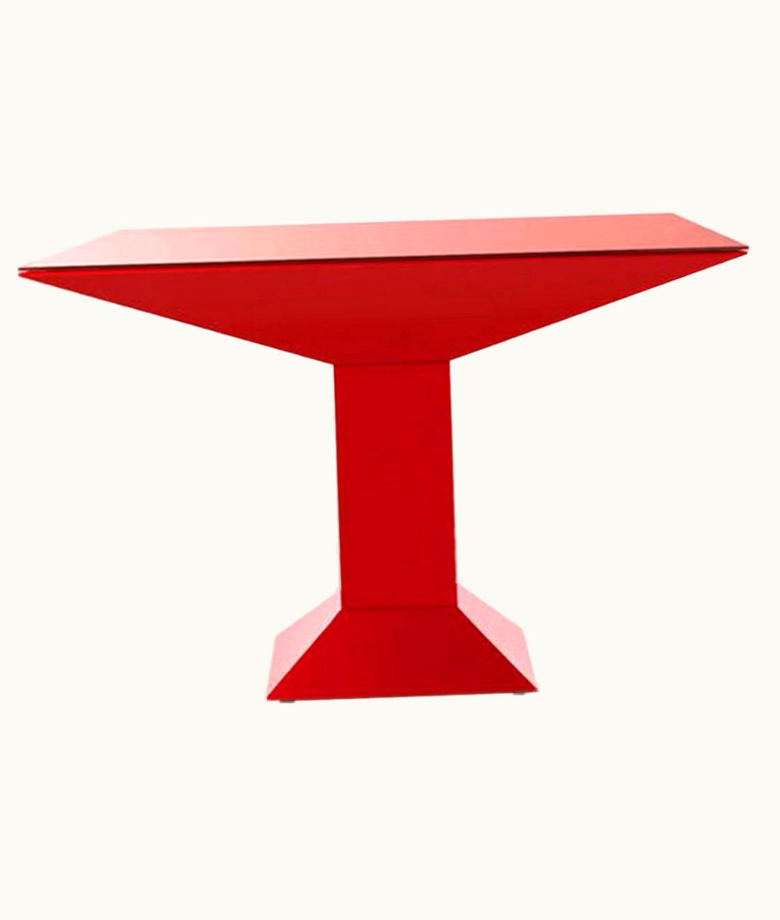Ettore Sottsass Red Metal And Glass Mettsass Table For BD