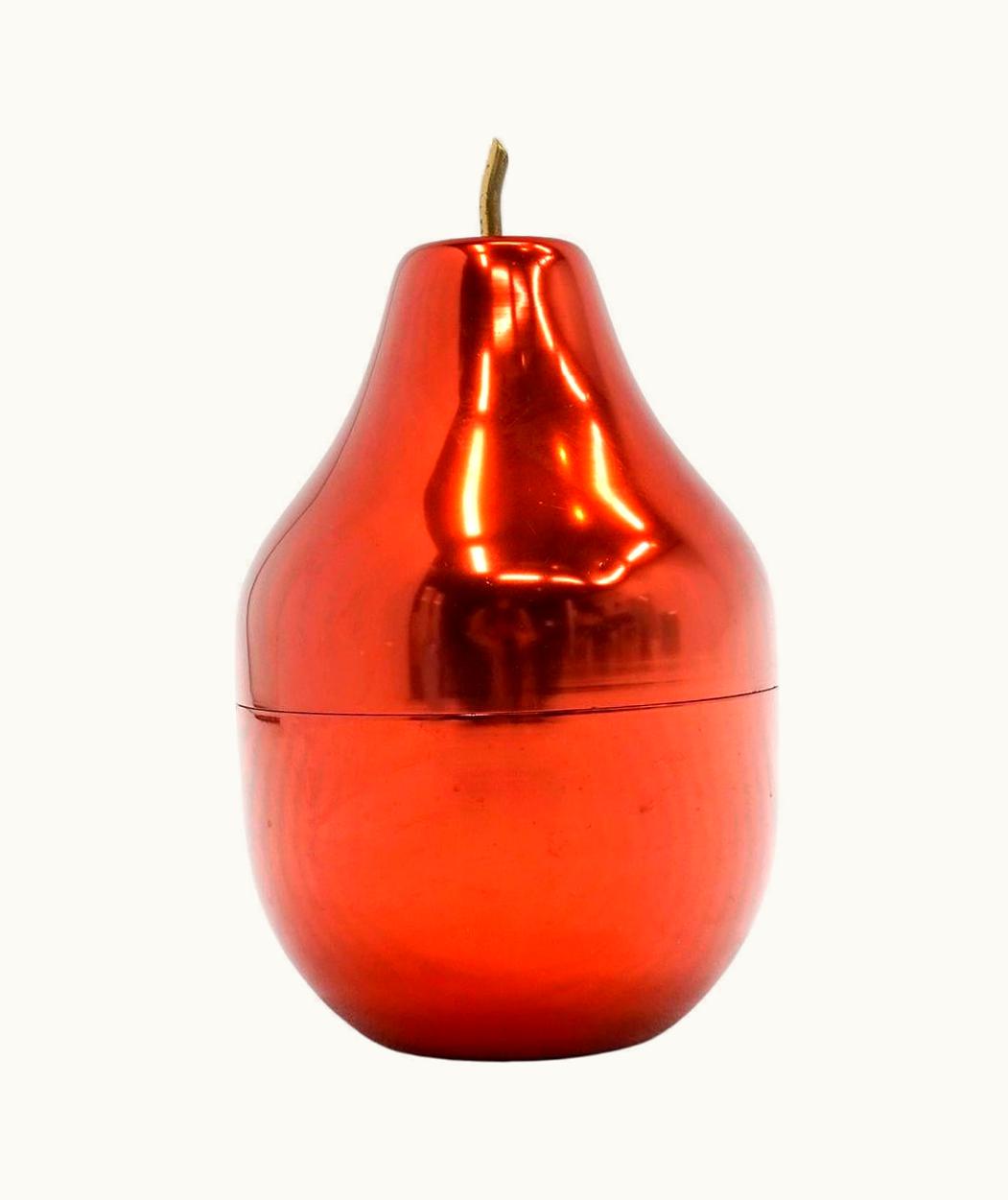 Ettore Sottsass Red Aluminum Ice Bucket, Pear Shaped, By Ettore Sottsass