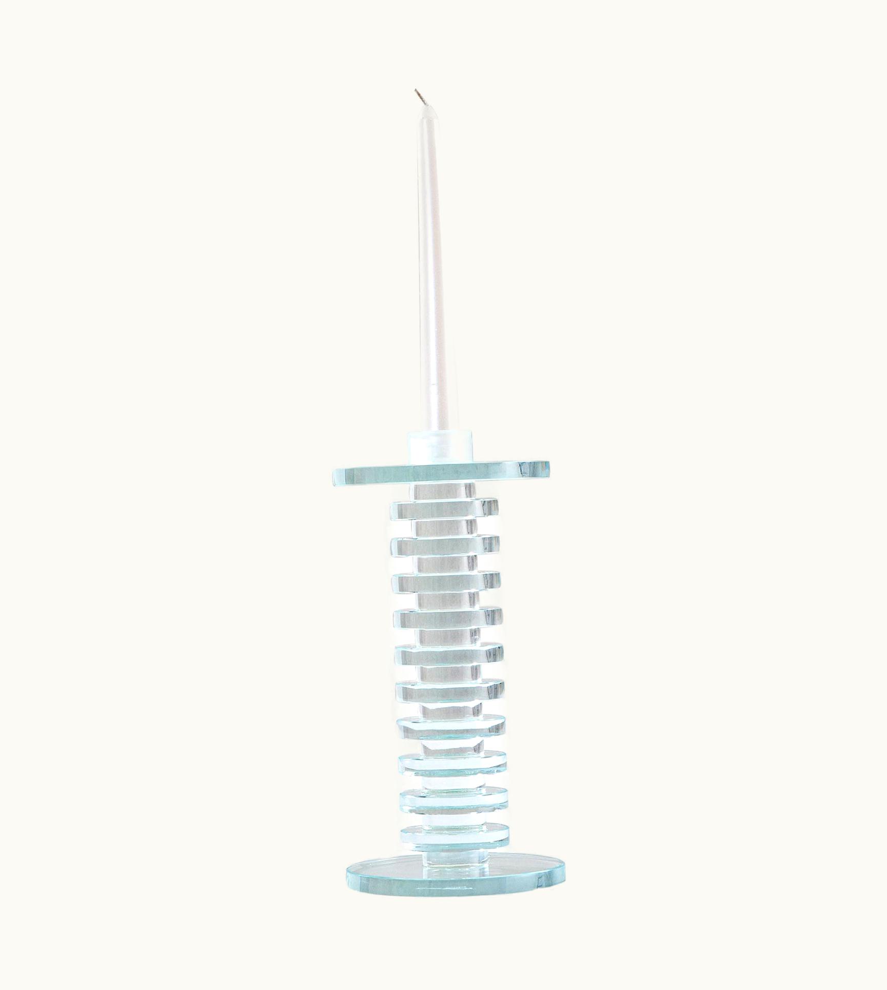 Ettore Sottsass 20th Century Ettore Sottsass Candle Holder Luce Di Cena In Crystal For RSVP