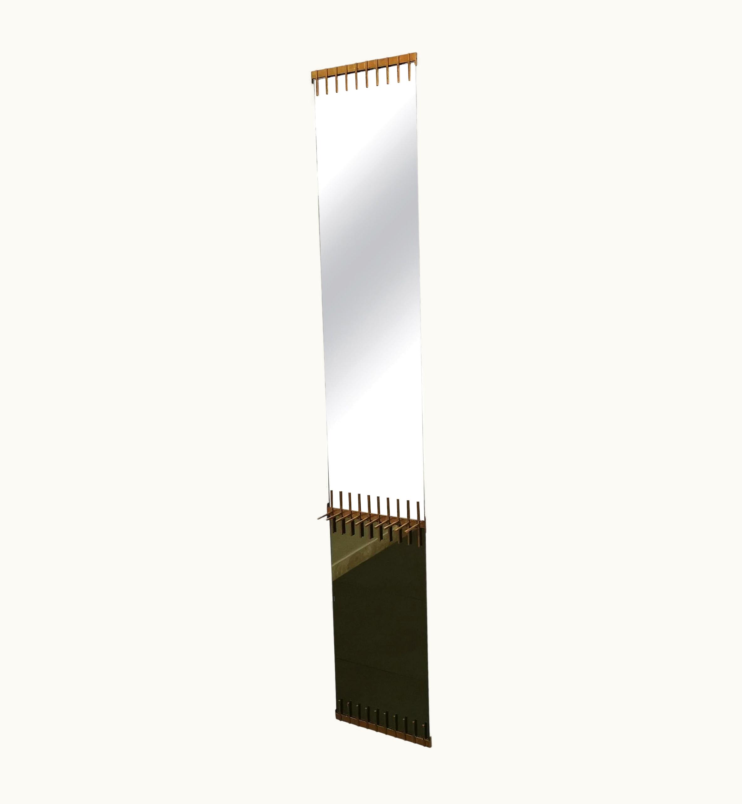 Ettore Sottsass Wall Mirror Ettore Sottsass For Santambrogio And De Berti Glass Brass Midcentury