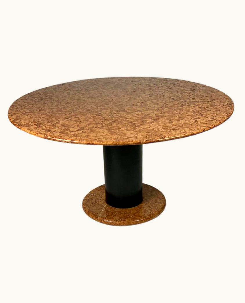 Ettore Sottsass For Poltronova Midcentury Italian Loto Rosso Round Marble Table