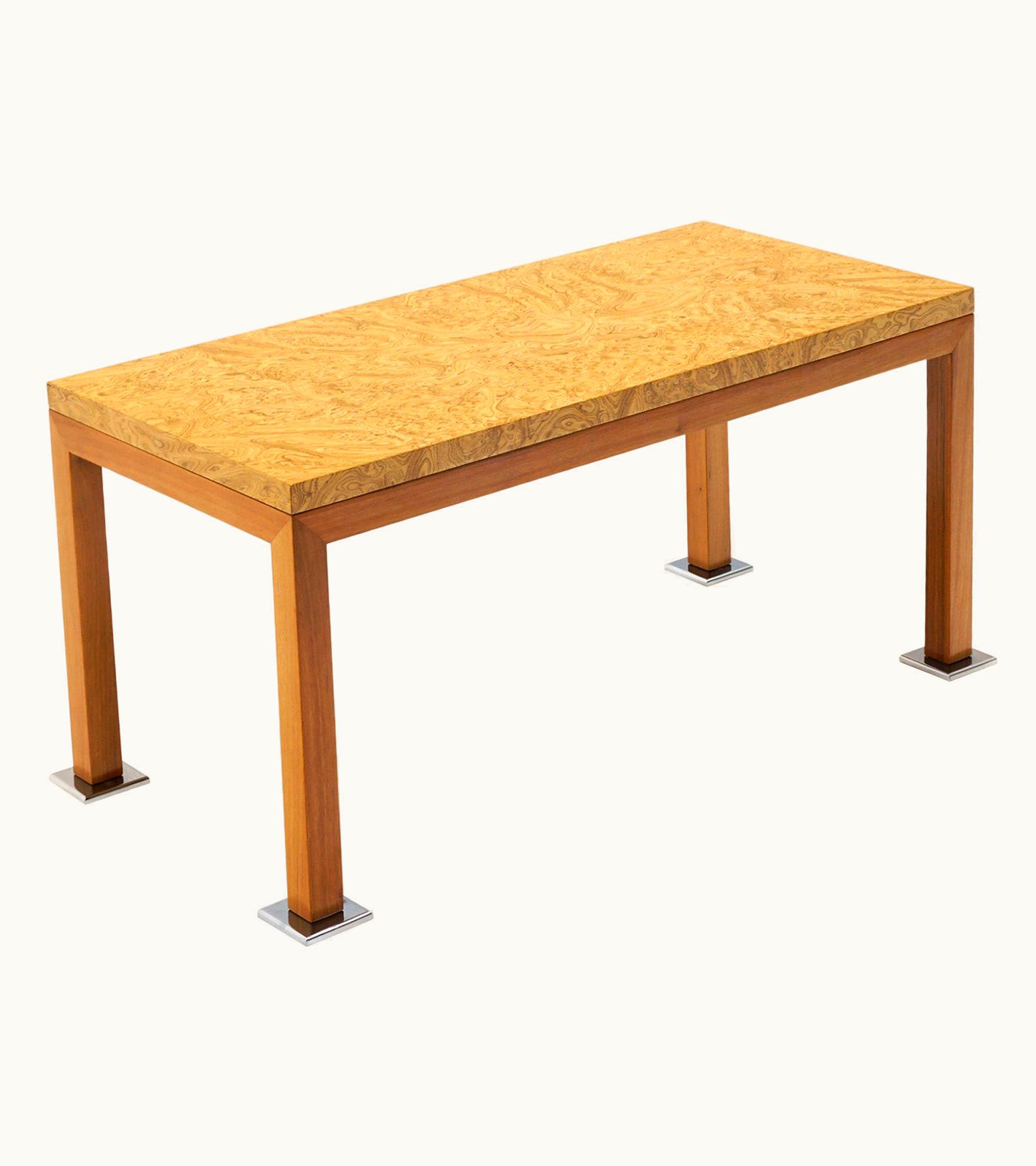 Ettore Sottsass Custom Burl & Oak Coffee Table From Max Palevsky Residence, 1984