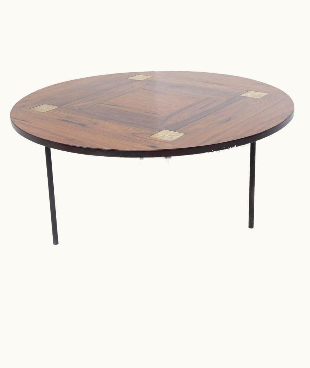 Ettore Sottsass Ettore Sottsass Vintage Wood And Brass Living Room Table By Ettore Sottsass, Published