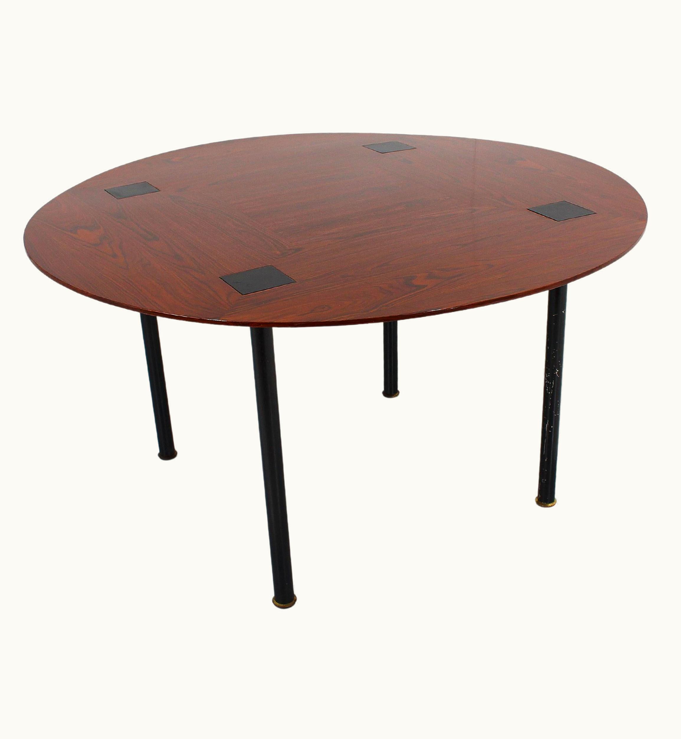 Ettore Sottsass Mid-Century E. Sottsass For Poltronova Wood And Metal Circular Table Italy 50s