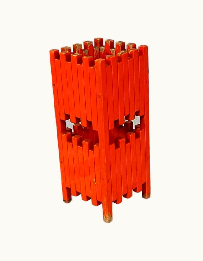 Ettore Sottsass Ettore Sottsass Italian Mid-Century Red Wooden Umbrella Stand By Sottsass For Poltronova, 1960s UZ0190715