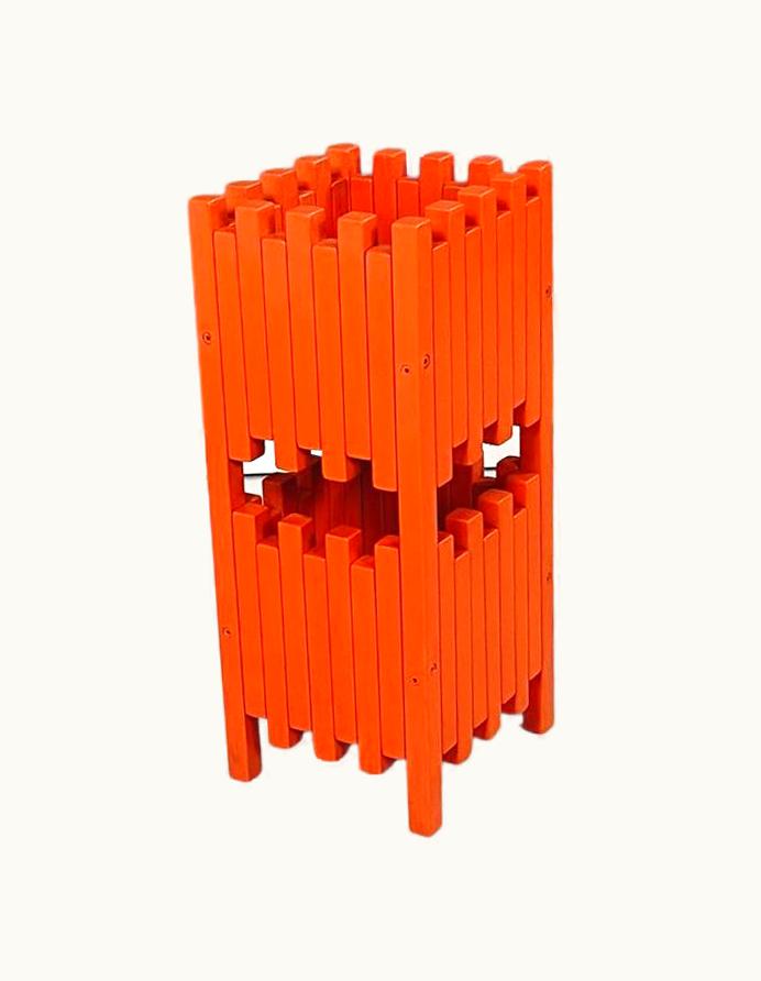 Ettore Sottsass Italian Mid-Century Red Wooden Umbrella Stand By Sottsass For Poltronova, 1960s UZ0190717