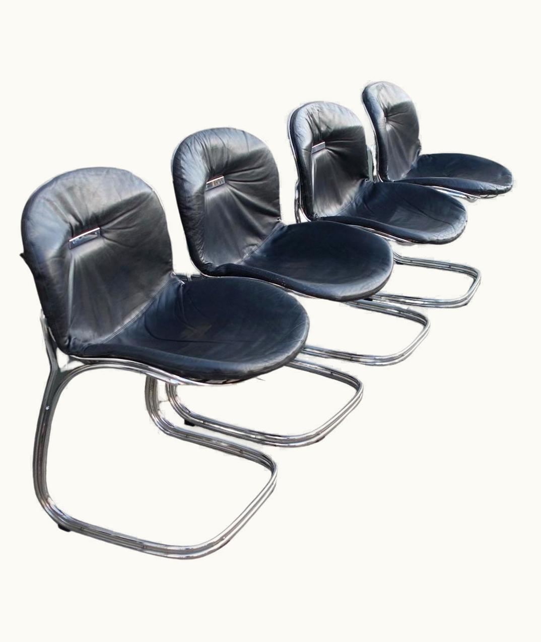 Gastone Rinaldi Gastone Rinaldi Vintage 1970s Chrome And Leather 'Sabrina' Chair By Gastone Rinaldi For RIMA
