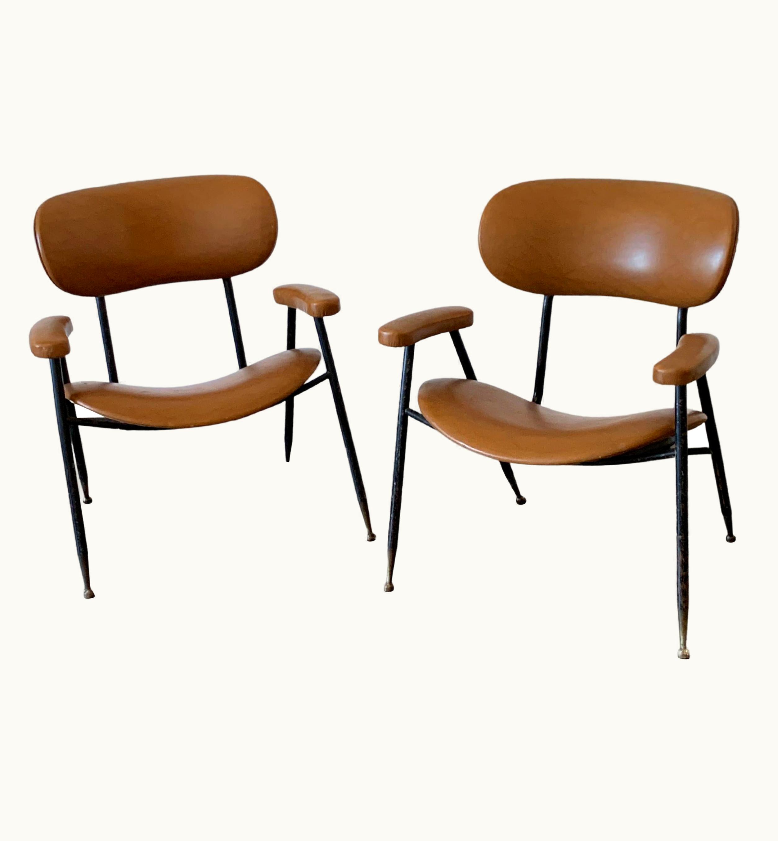 Gastone Rinaldi Gastone Rinaldi Two Italian Faux Leather Chairs By Gastone Rinaldi For RIMA 1960s