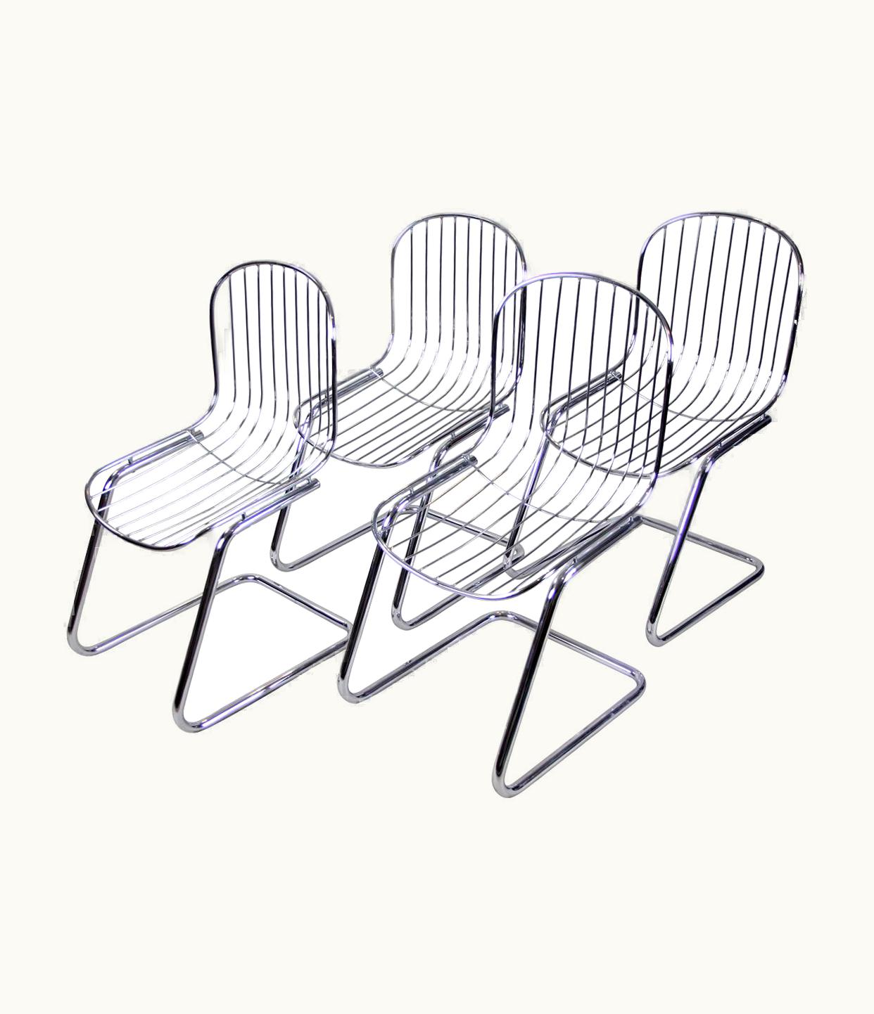 Gastone Rinaldi Gastone Rinaldi Midcentury Dining Chairs Set Of Four By G. Rinaldi Chromed, Italy, Circa 1970