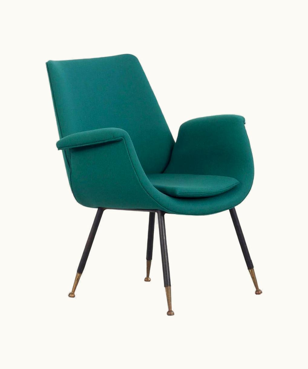 Gastone Rinaldi Gastone Rinaldi Reupholstered Green Gastoni Rinaldi Armchair, Italy, 1950s