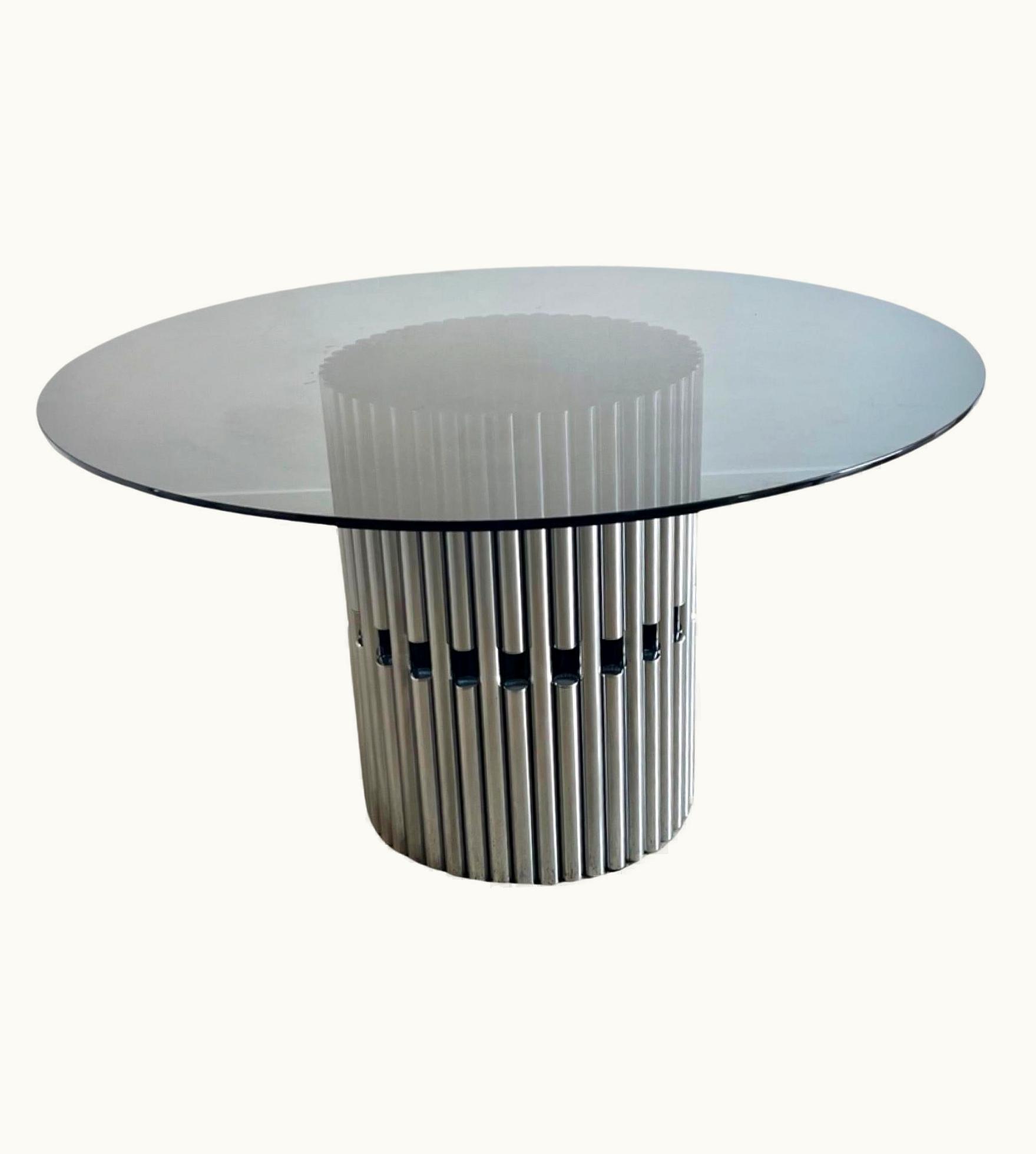 Gastone Rinaldi Gastone Rinaldi Smoked Glass And Chrome Dining Table