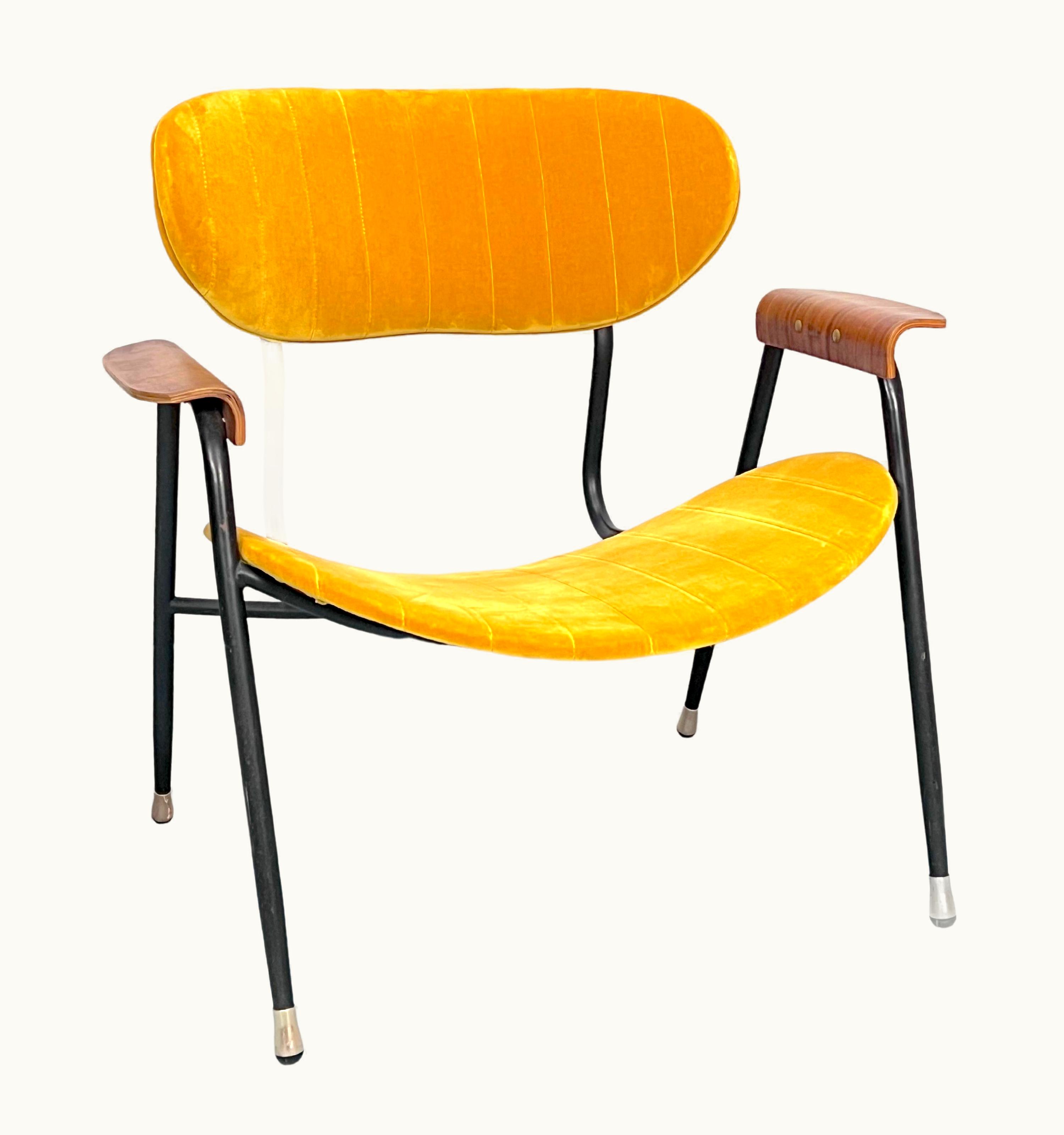 Gastone Rinaldi Gastone Rinaldi Vintage Yellow Velvet Chair By Gastone Rinaldi For RIMA, Italy 1950s