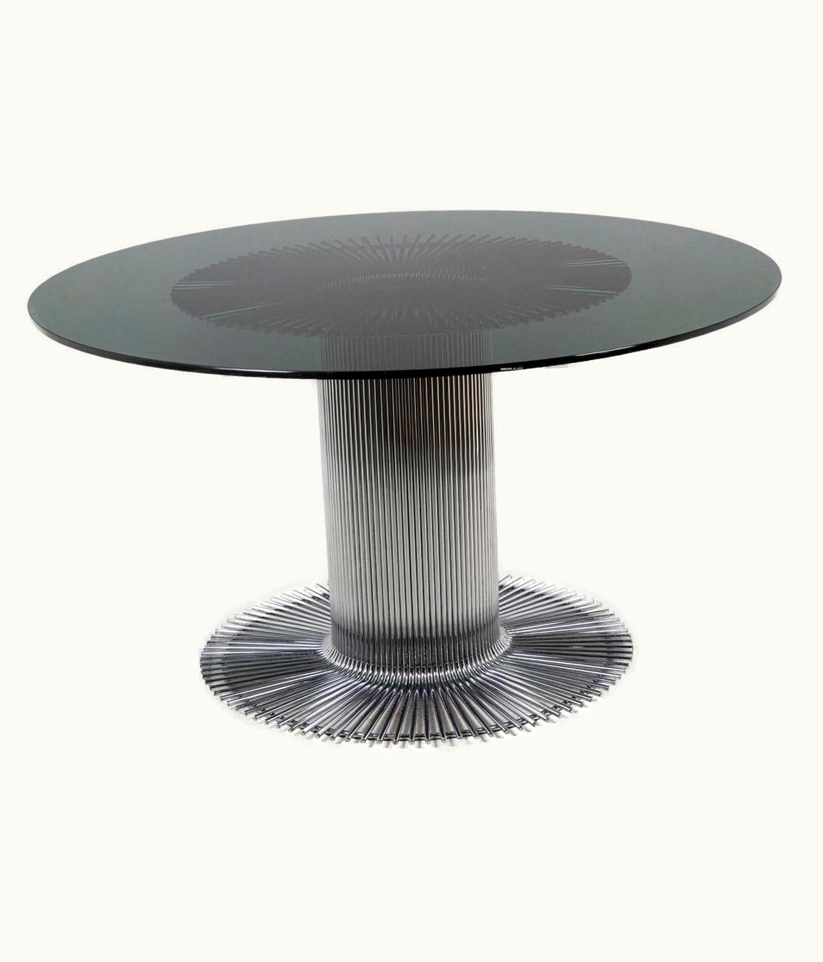 Gastone Rinaldi Gastone Rinaldi, Table In Chromed Metal And Smoked Glass, 1970s UZ0190830