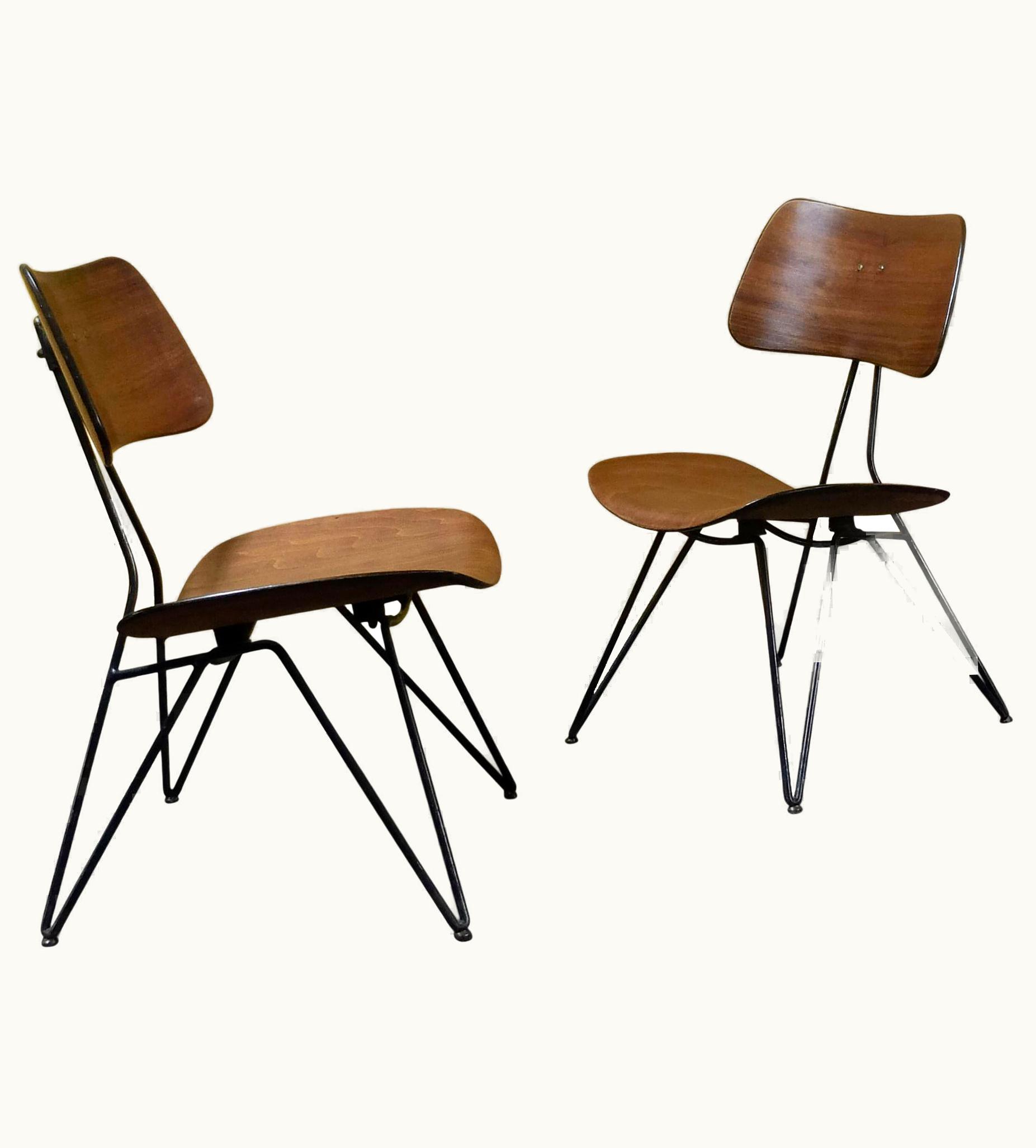 Gio Ponti;Gastone Rinaldi Gio Ponti;Gastone Rinaldi Gio Ponti And Gastone Rinaldi For RIMA, Set Of 2 Wooden Model DU10 Chairs, 1951