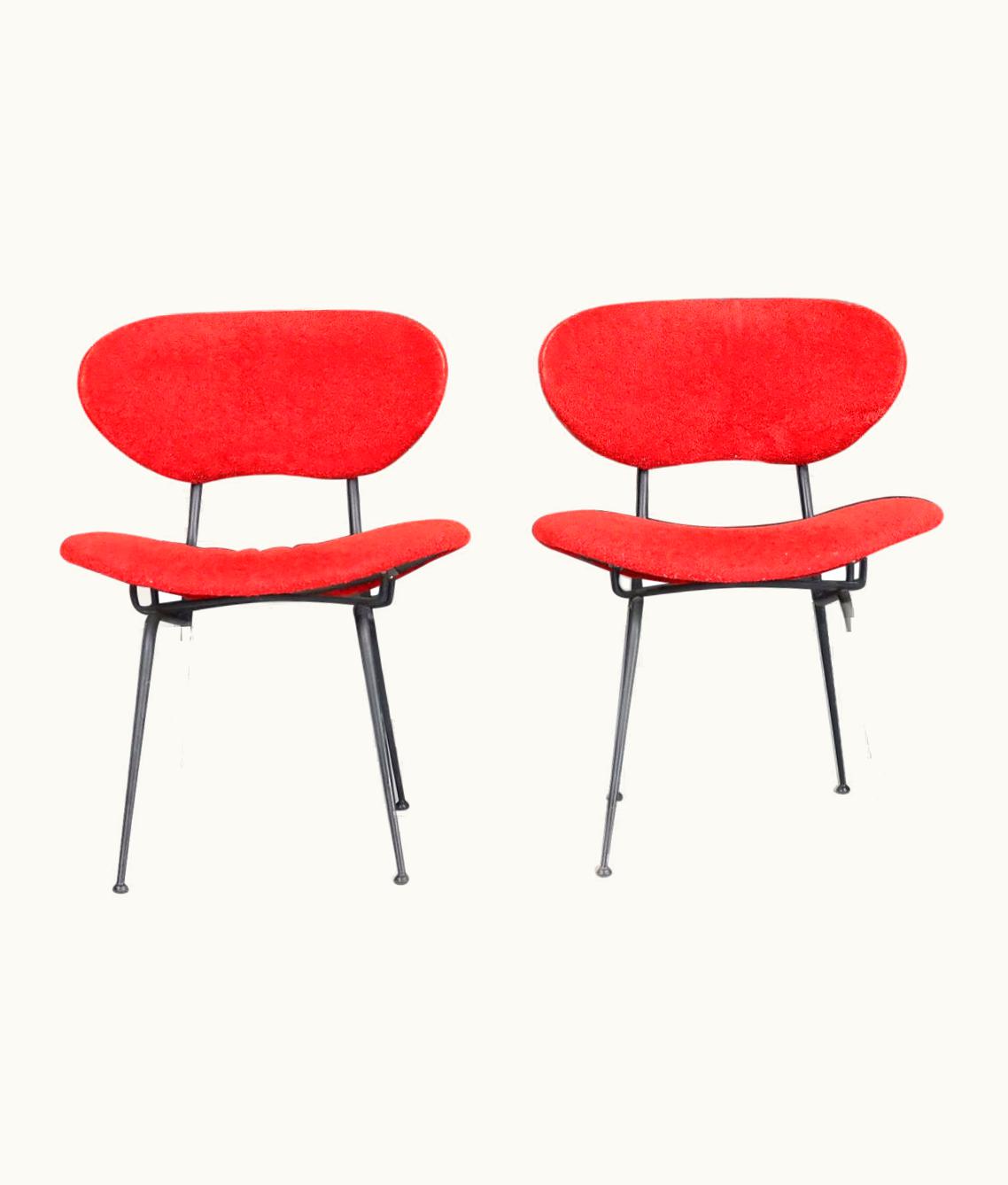 Gastone Rinaldi Gastone Rinaldi Red Mid-Century Modern Side Chairs By Gastone Rinaldi, Italy, 1960s