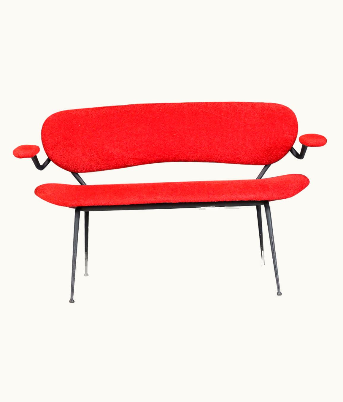 Gastone Rinaldi Gastone Rinaldi Red Mid-Century Modern Sofa/Bench By Gastone Rinaldi, Italy, 1960s