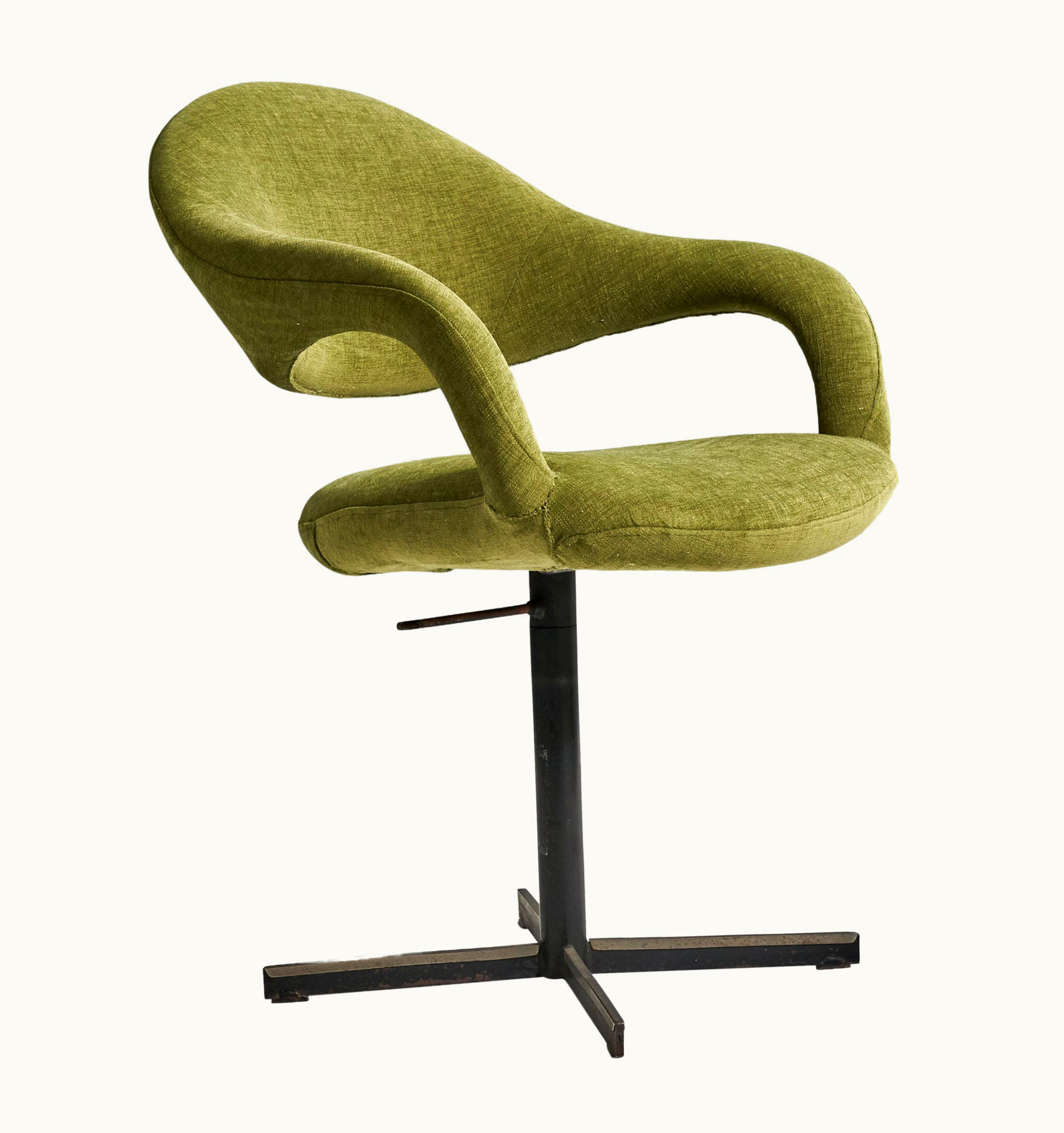 Gastone Rinaldi Gastone Rinaldi, Chair, Green Cotton, Metal, RIMA, Italy, 1950s