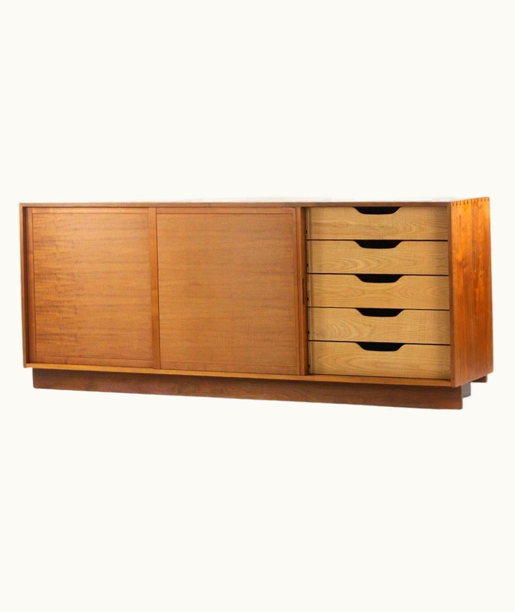 George Nakashima George Nakashima 1954 George Nakashima Studio Triple Sliding Door Cabinet / Credenza Black Walnut