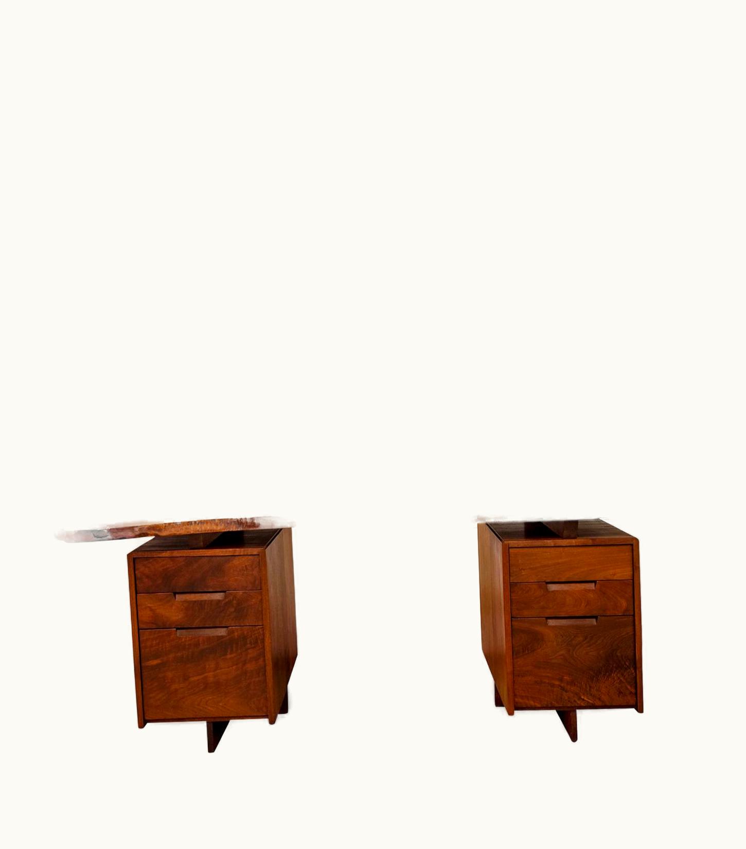 George Nakashima George Nakashima Rare Free-Edge Double Pedestal Desk In Walnut, 1950s