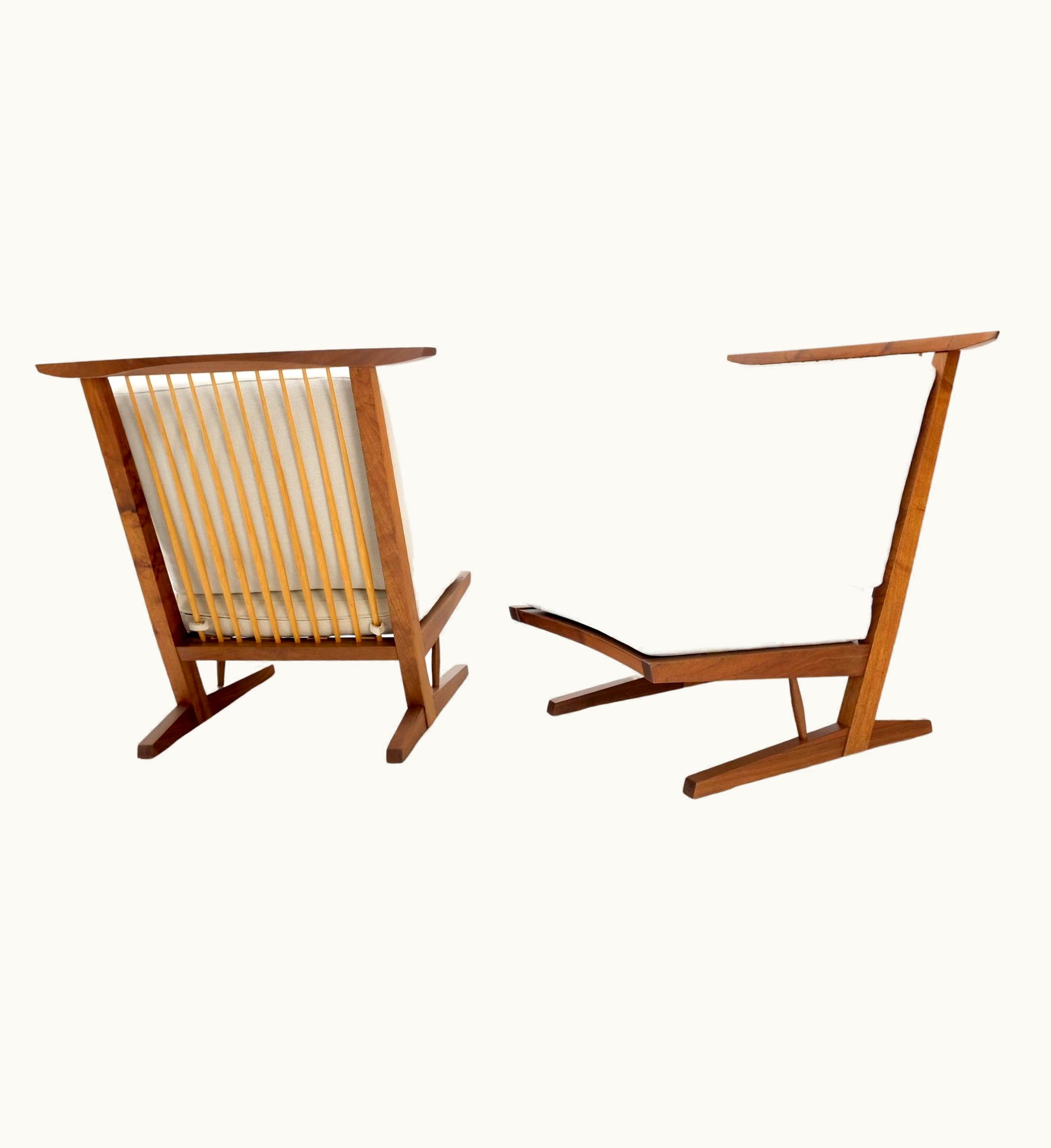Mira Nakashima;George Nakashima Mira Nakashima;George Nakashima Pair Mira Nakashima Conoid Lounge Chairs After George Nakashima, 2000