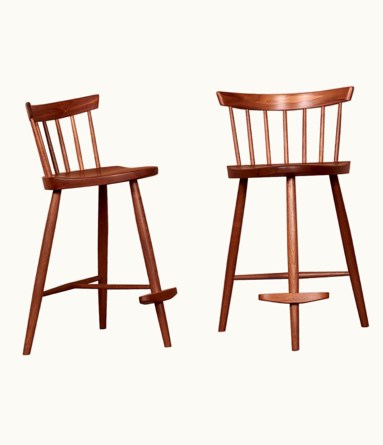 George Nakashima George Nakashima Pair Of Mira Nakashima Mira Bar Stools In Walnut, USA