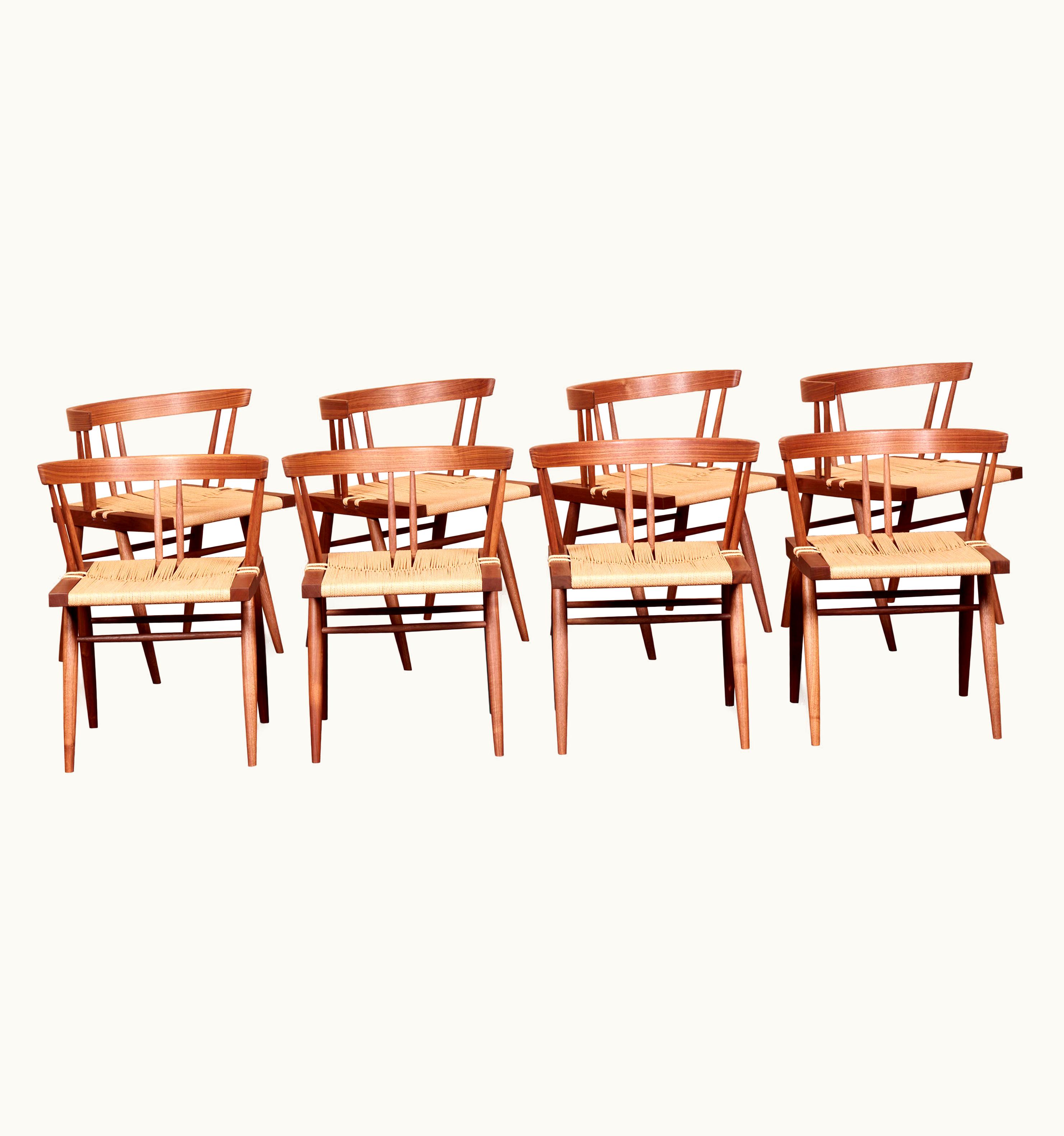 George Nakashima George Nakashima 8 Grass Seated Dining Chairs By Mira Nakashima Based On A G. Nakashima Design