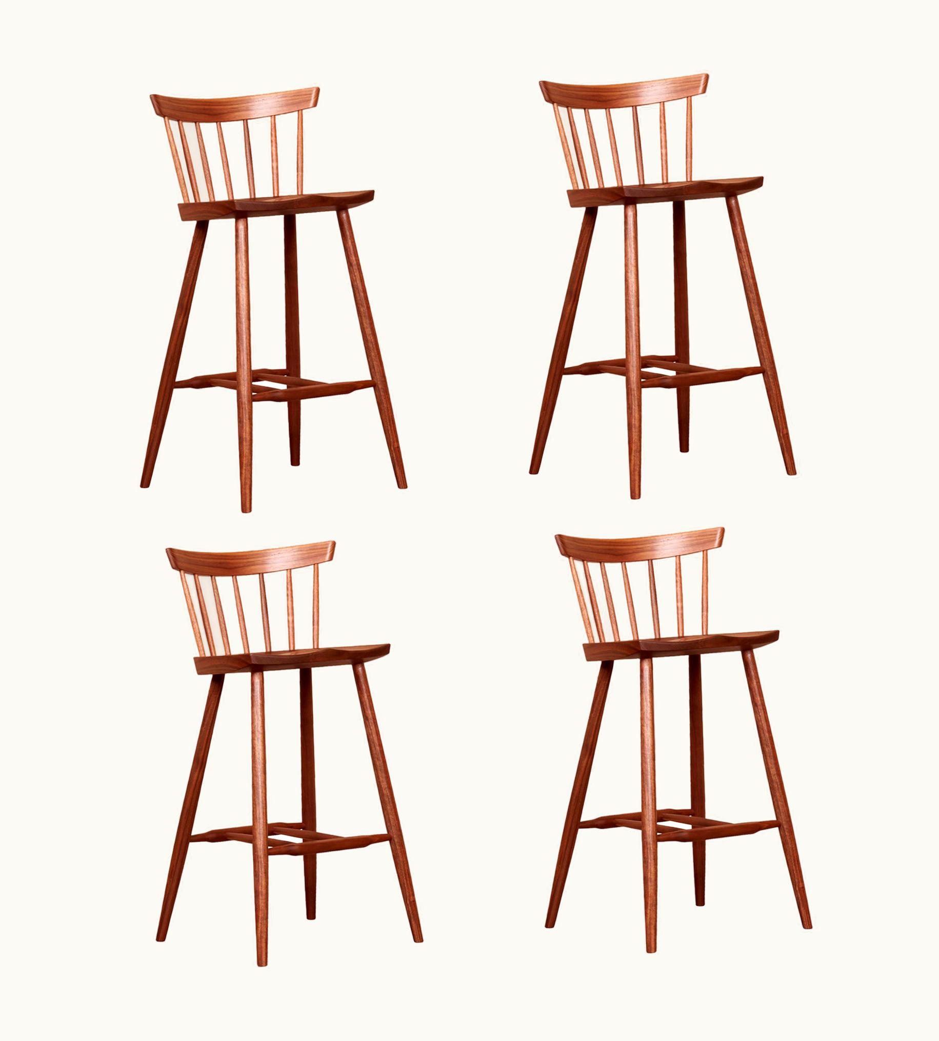 George Nakashima George Nakashima Four Mira Nakashima 4-Legged High Chairs Based On A Design By George Nakashima