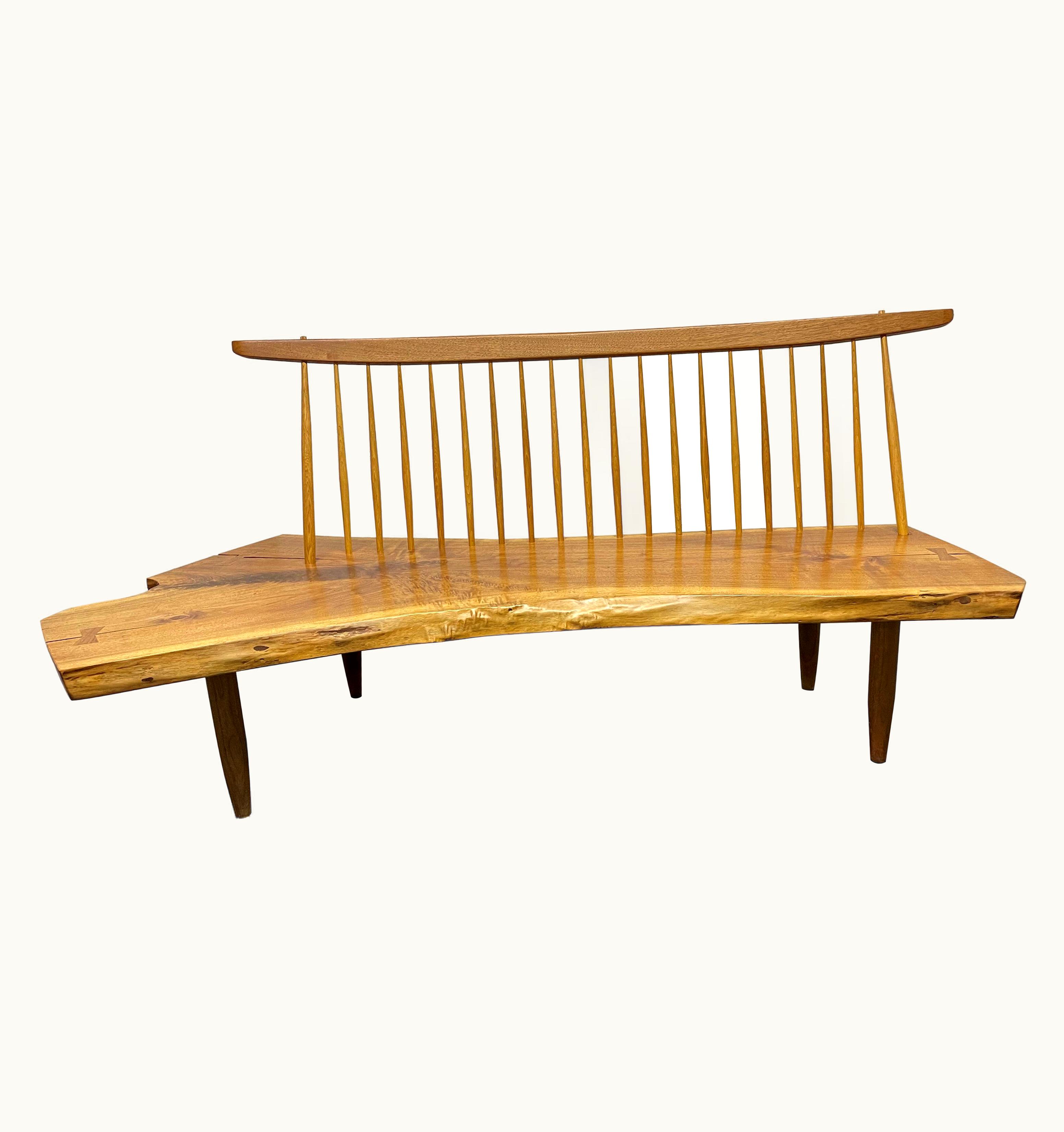 George Nakashima George Nakashima Studio Conoid Bench Signed Mira Nakashima, 1992