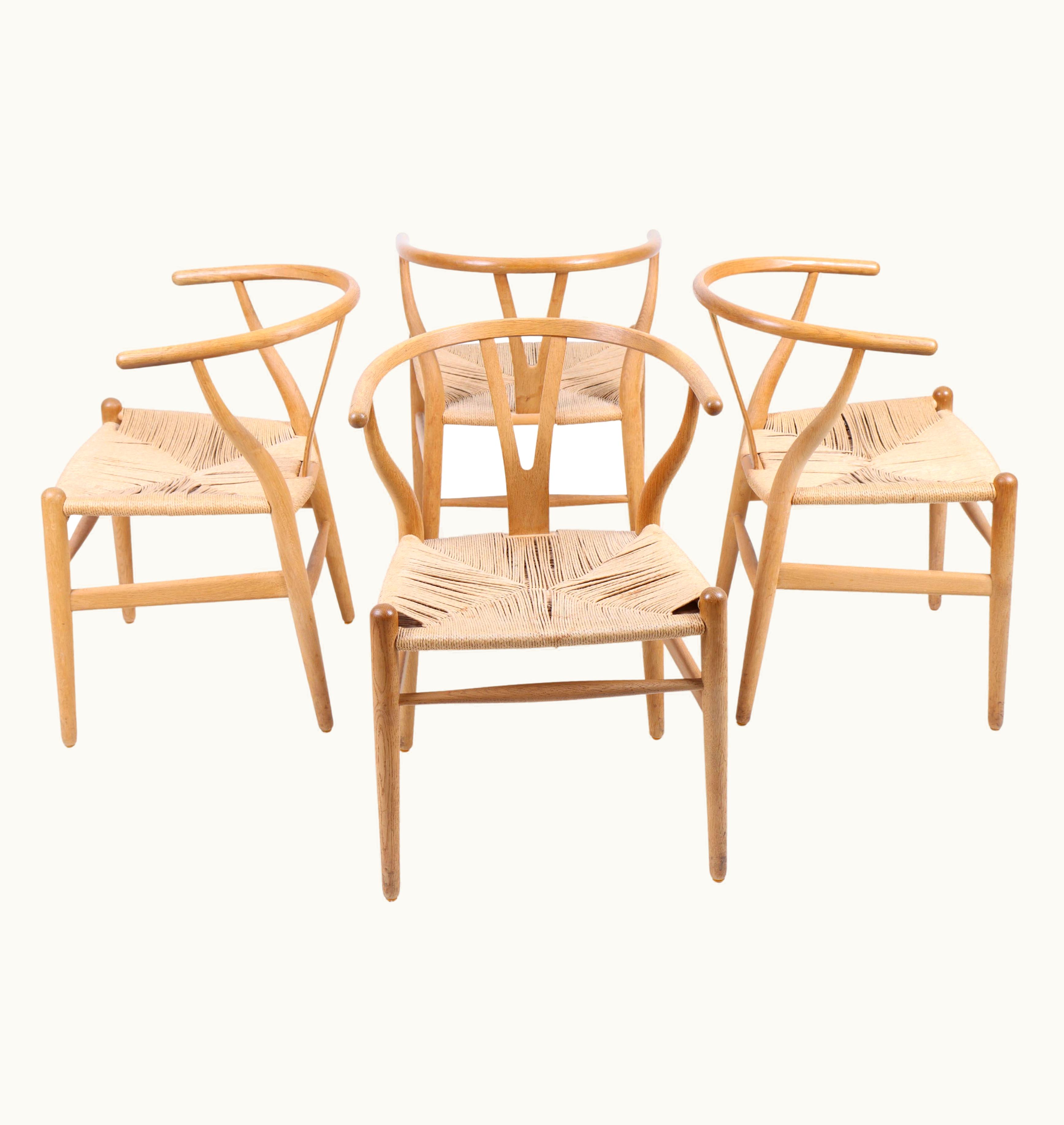 Hans J. Wegner Hans J. Wegner Set Of Four Midcentury Wishbone Chairs In Patinated Oak By Hans Wegner, 1960s