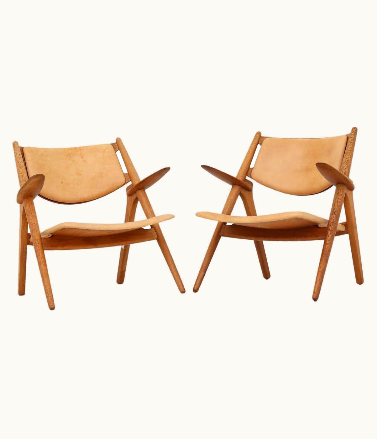 Hans J. Wegner Hans J. Wegner Set Of Two CH 28 Easychairs By Hans J. Wegner