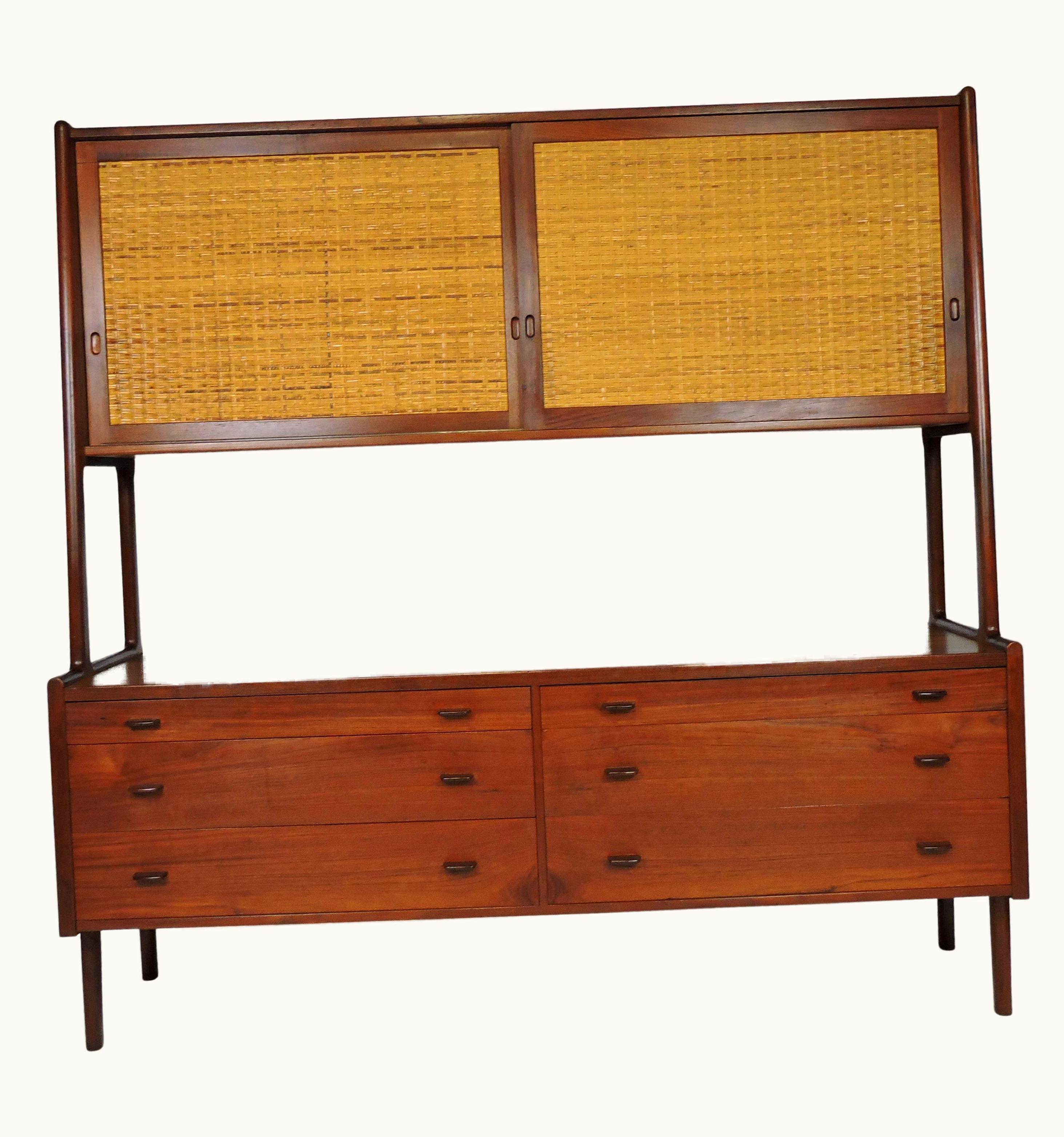 Hans J. Wegner Hans J. Wegner Teak And Cane Two-Tier Credenza Sideboard For Ry Mobler, Model Ry-20