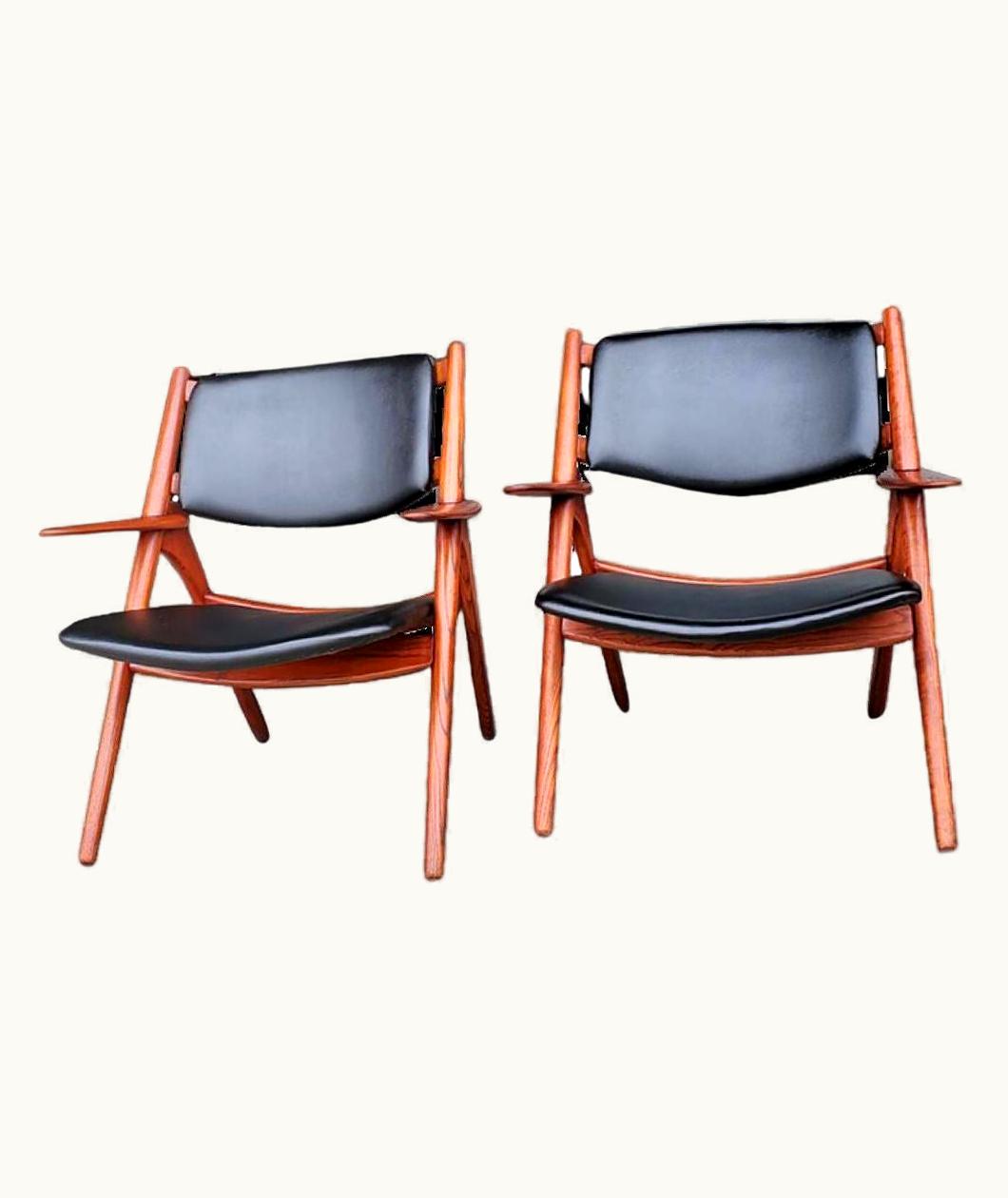 Hans J. Wegner Hans J. Wegner 1950s Vintage Danish Hans Wegner Sawhorse Lounge Chairs - A Set Of 2
