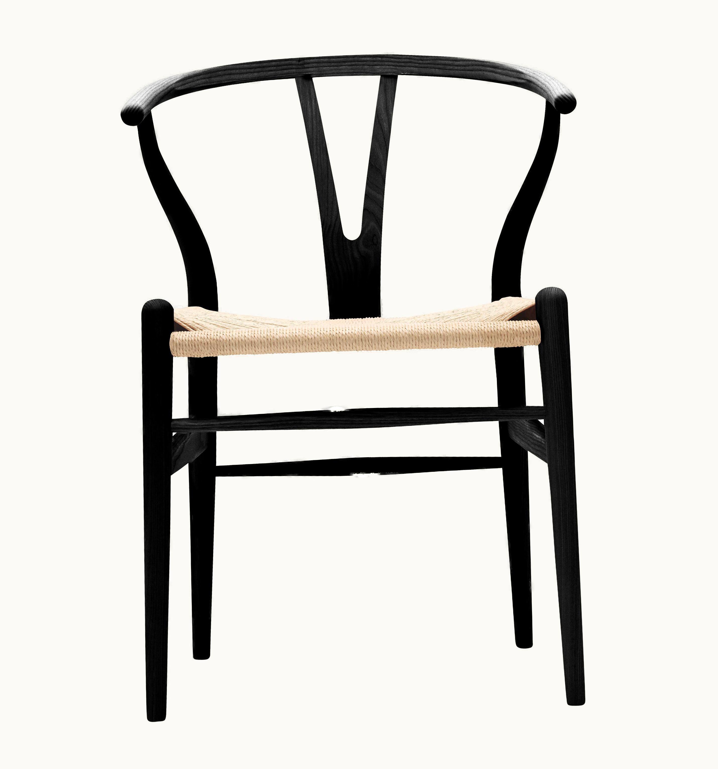 Hans J. Wegner Hans J. Wegner CH24 Wishbone Chair In Painted Black Ash & Natural Papercord Seat By Hans Wegner