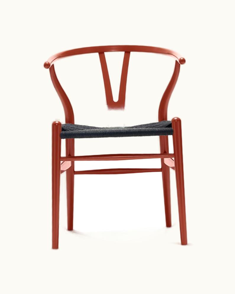 Hans J. Wegner Hans J. Wegner CH24 Wishbone Chair In Red Brown With Natural Papercord Seat By Hans Wegner