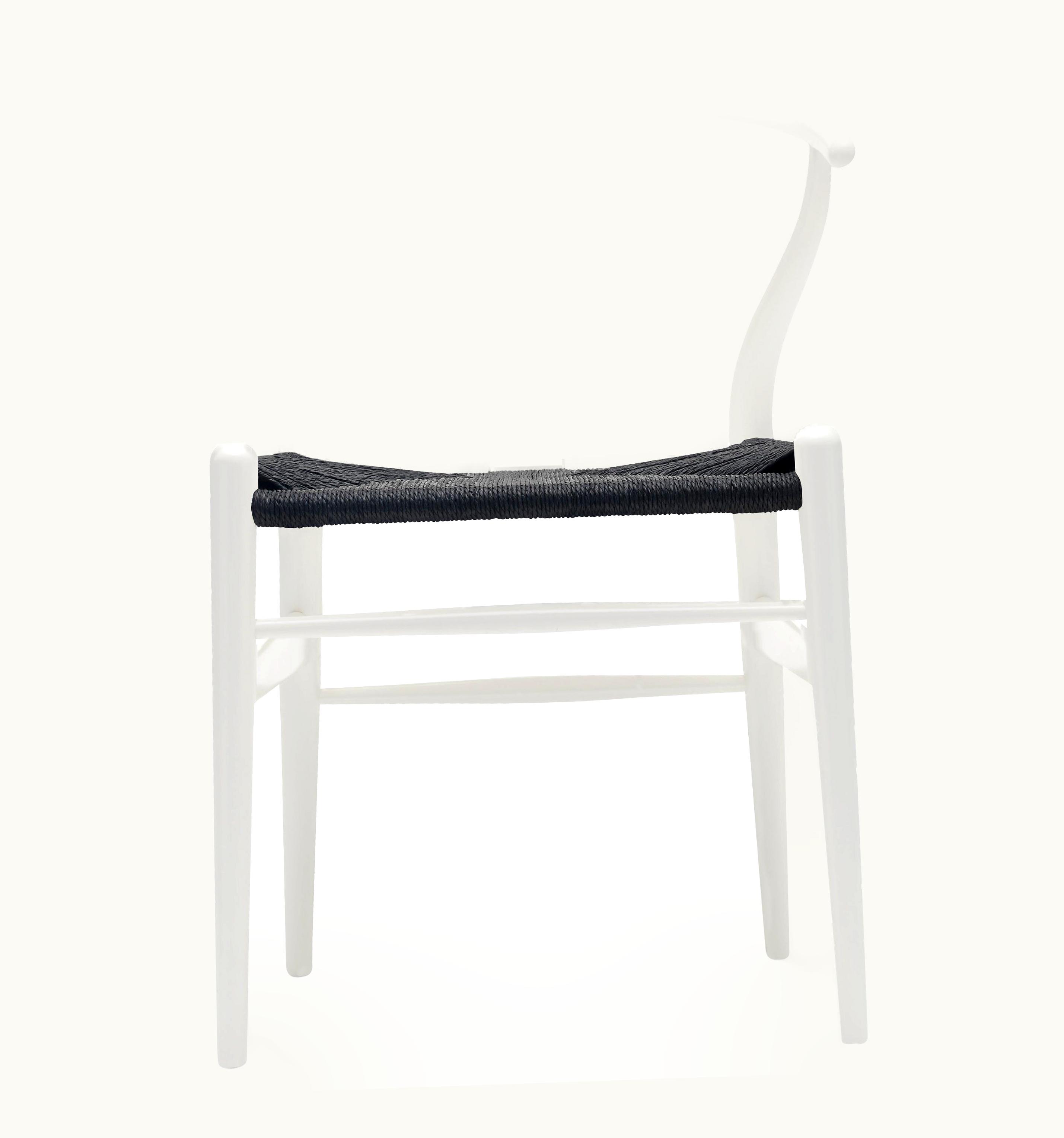 Hans J. Wegner Hans J. Wegner CH24 Wishbone Chair In Natural White With Black Papercord Seat By Hans Wegner