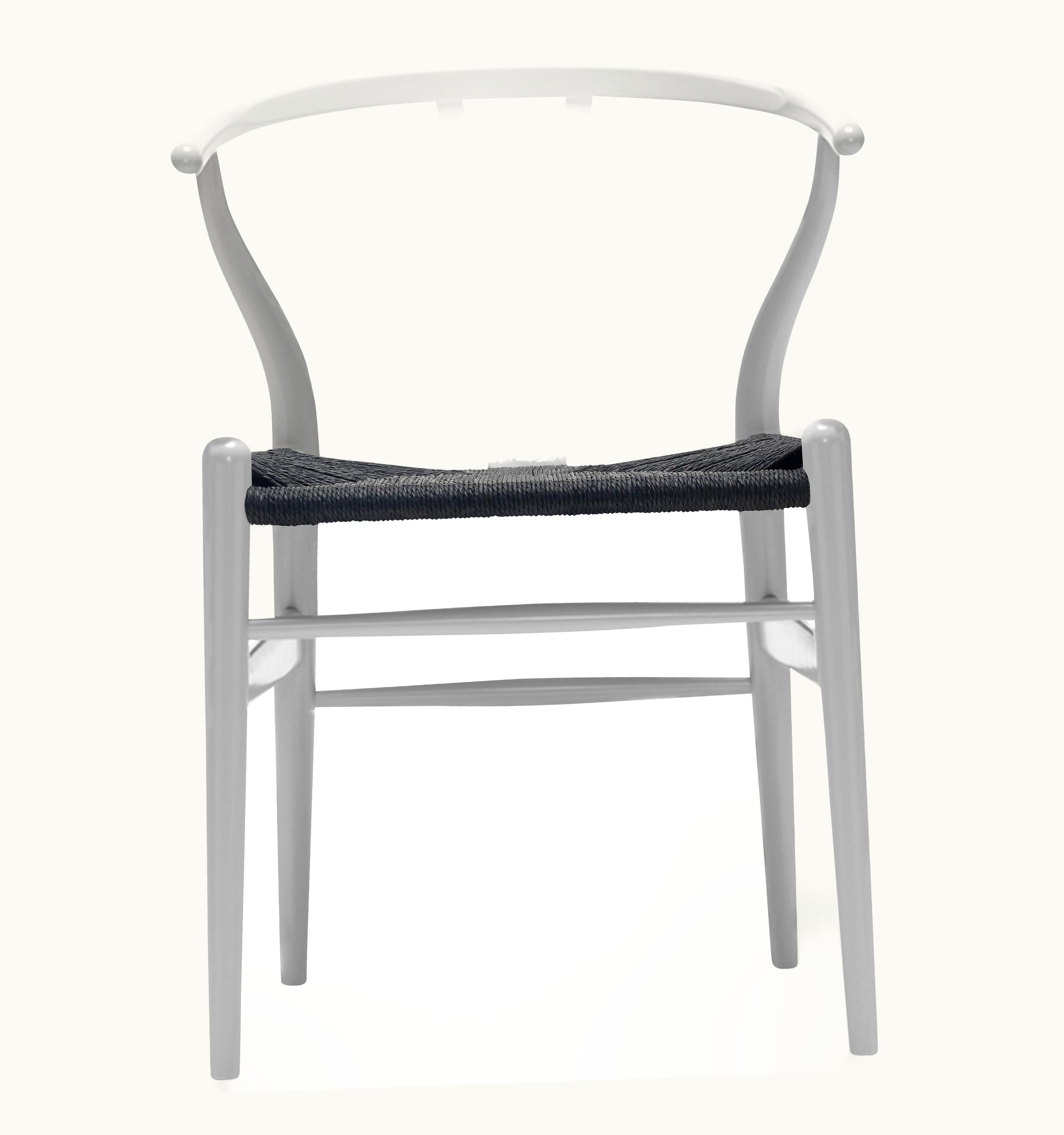 Hans J. Wegner Hans J. Wegner CH24 Wishbone Chair In Silver Gray With Black Papercord Seat By Hans Wegner