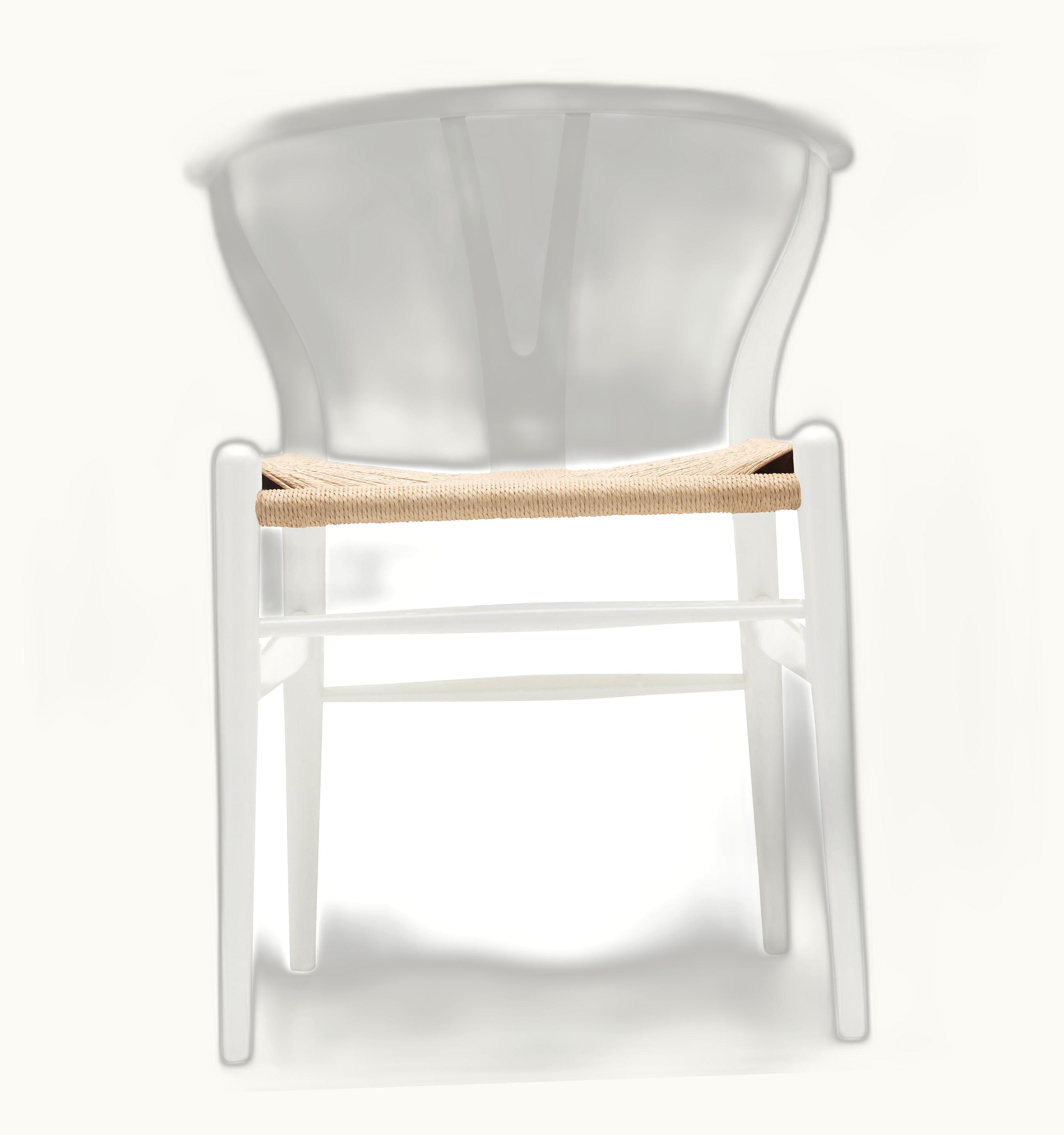 Hans J. Wegner Hans J. Wegner CH24 Wishbone Chair Beech Painted White W/ Natural Papercord Seat By Hans Wegner