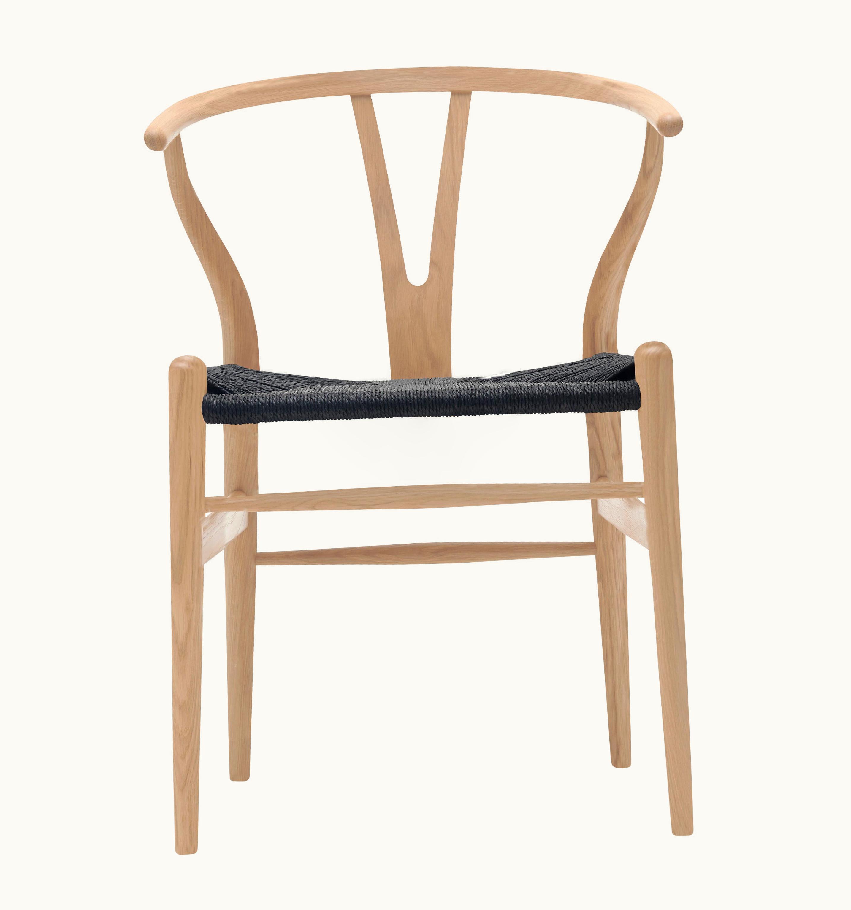 Hans J. Wegner Hans J. Wegner CH24 Wishbone Chair In Oak White Oil With Black Papercord Seat By Hans J. Wegner