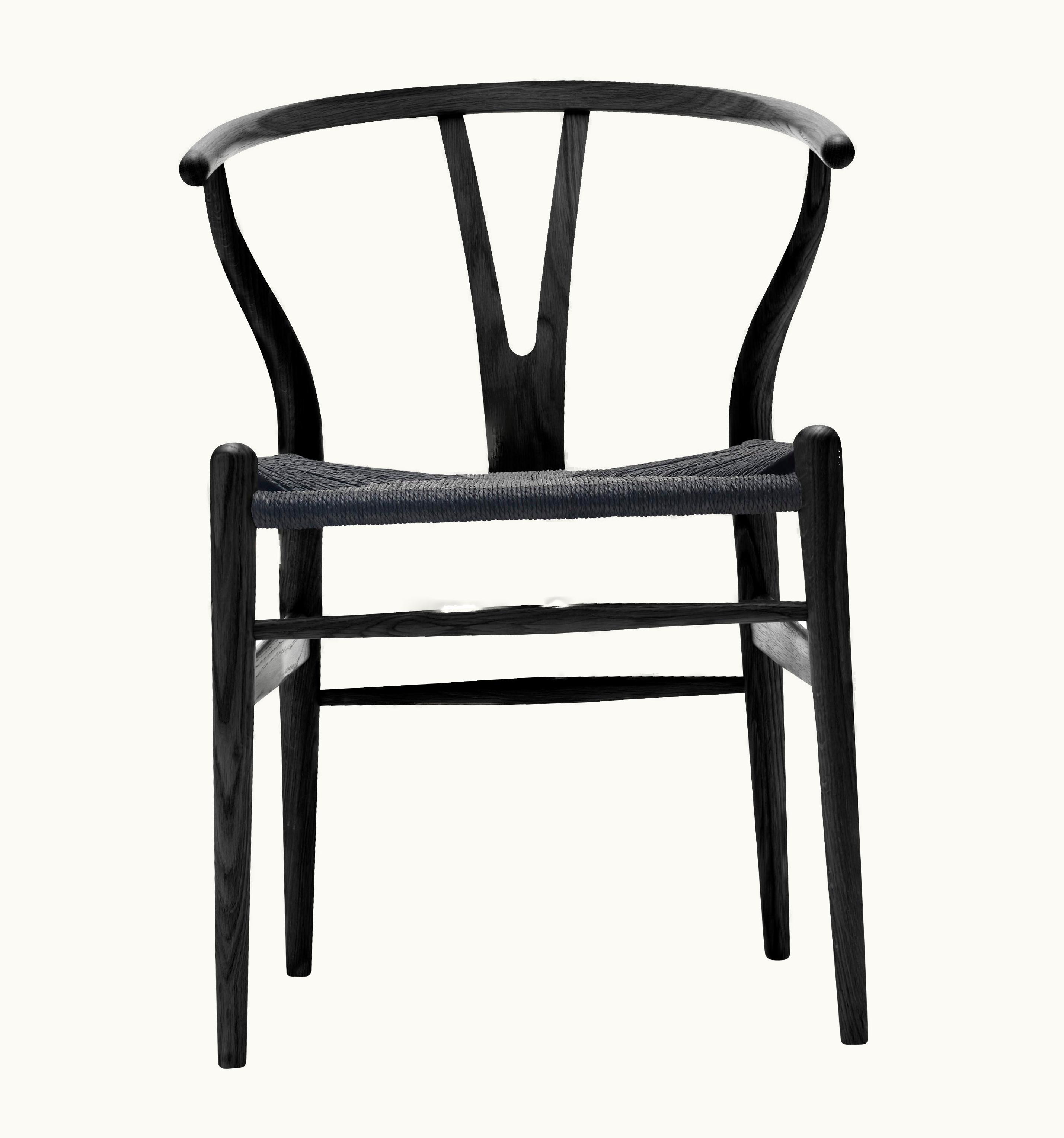 Hans J. Wegner Hans J. Wegner CH24 Wishbone Chair In Oak Painted Black With Black Papercord By Hans J. Wegner