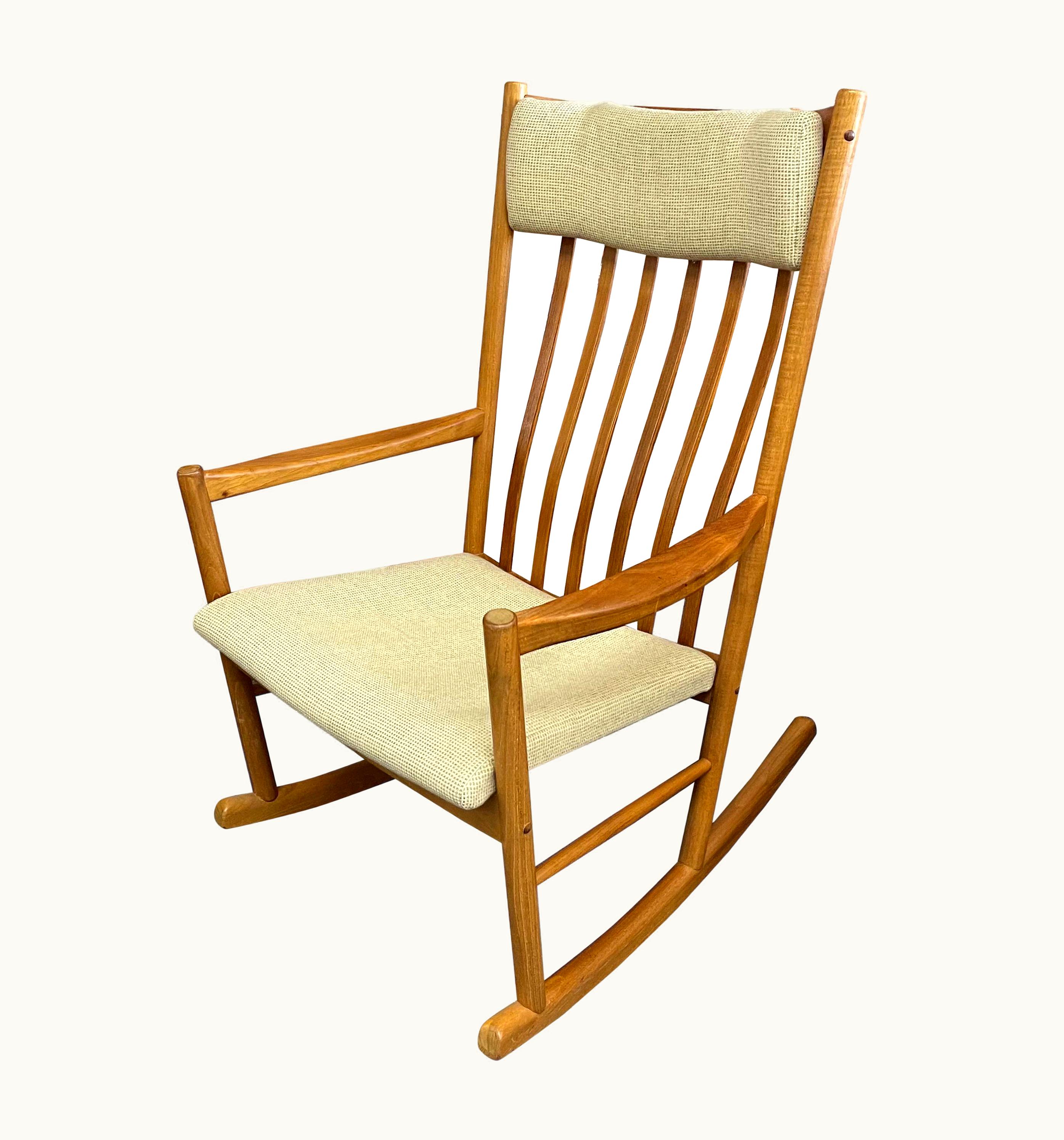 Hans J. Wegner Hans J. Wegner Danish Modern Oversized Teak Rocking Chair By Hans Wegner For Tarm Stole