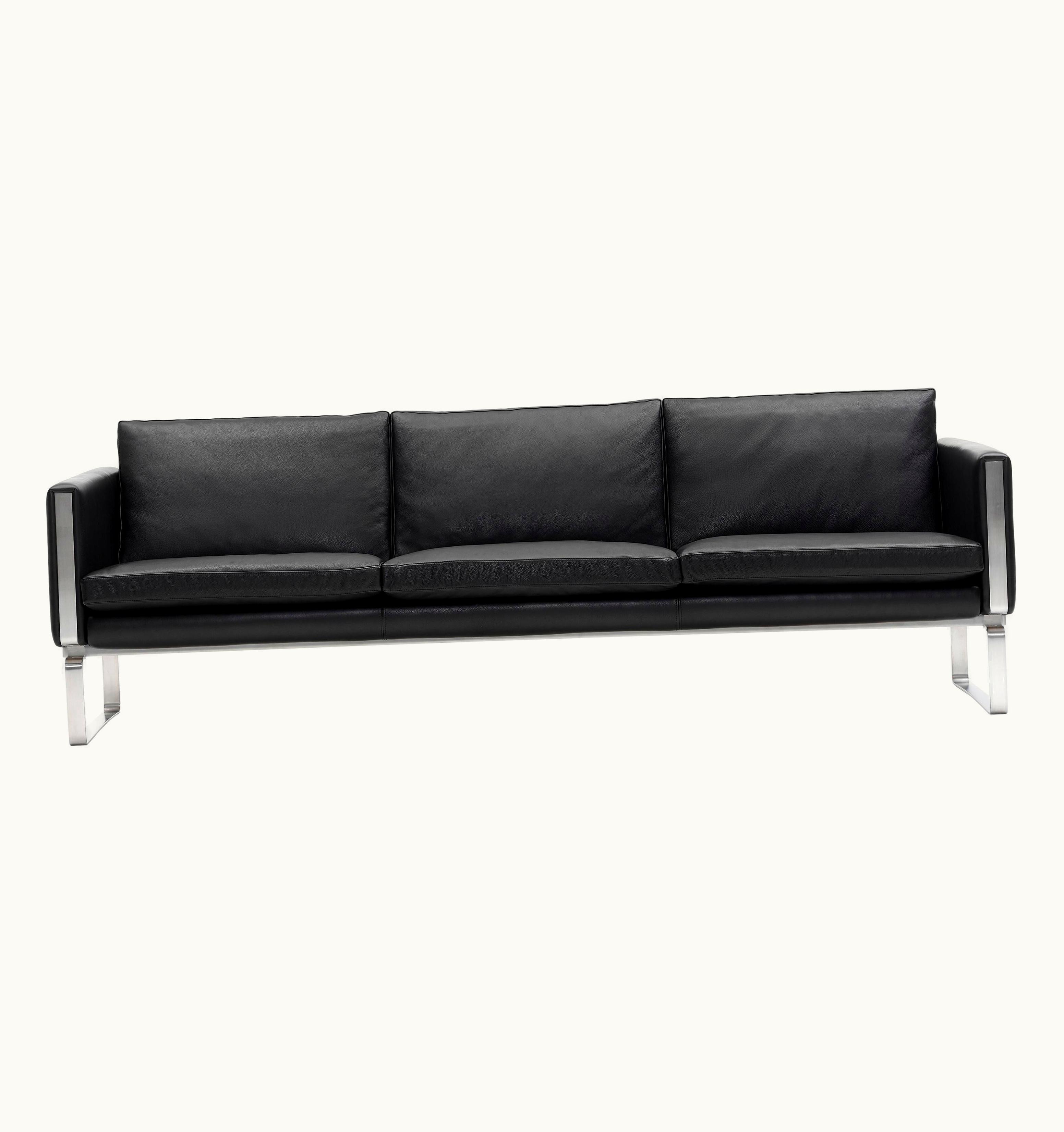 Hans J. Wegner Hans J. Wegner CH104 4-Seat Sofa In Stainless Steel Frame With Leather Seat By Hans J. Wegner